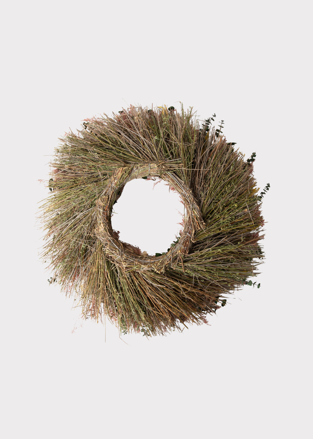 Back of  the Pink and Purple Mixed Dried Flower Wreath