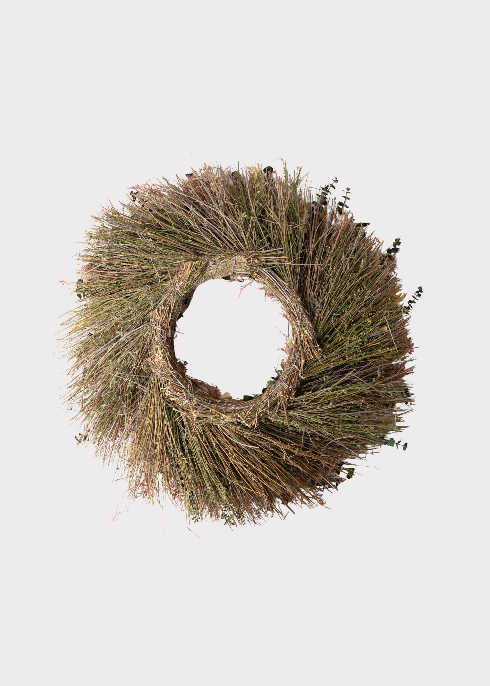 Back of  the Pink and Purple Mixed Dried Flower Wreath
