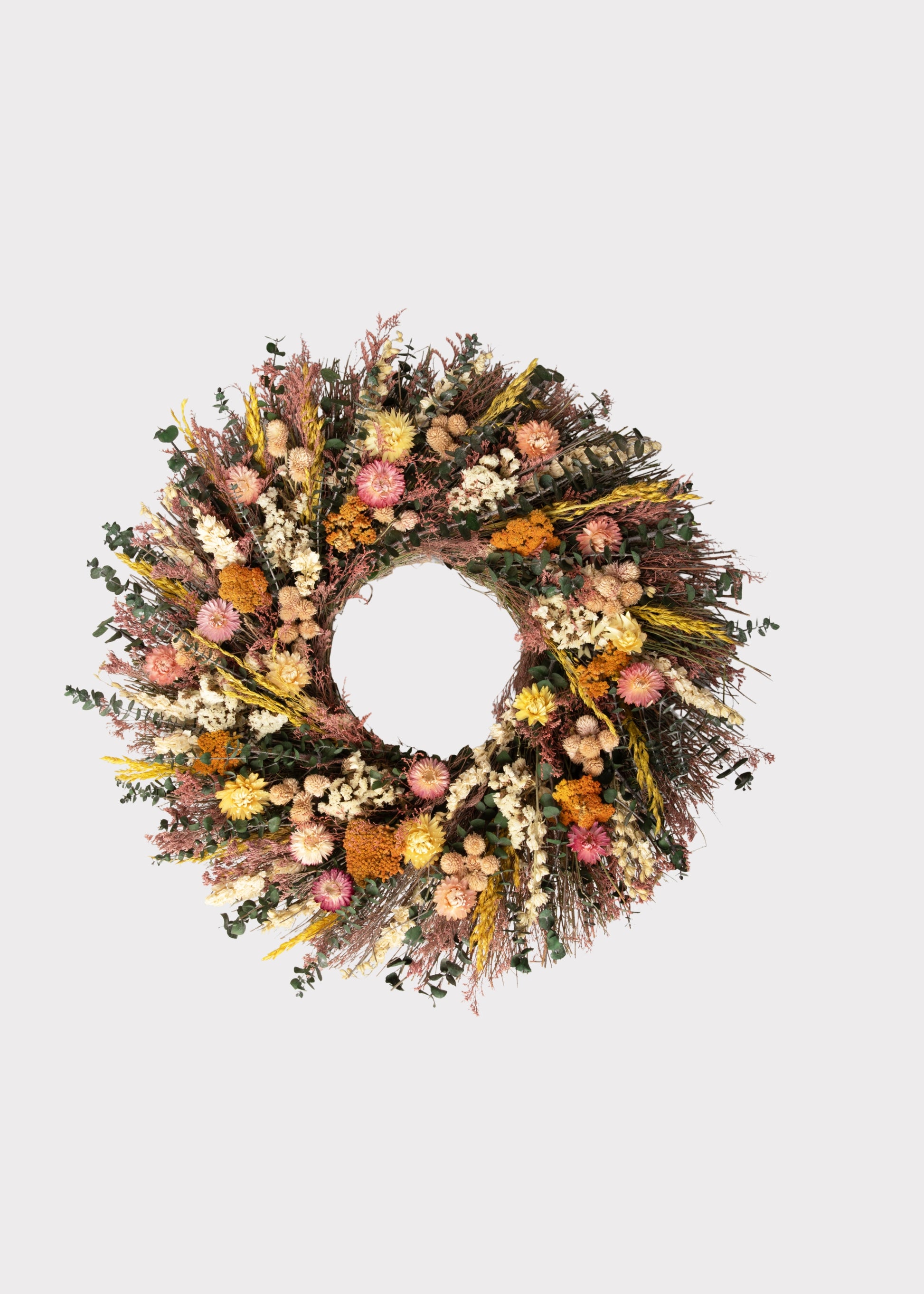 Pink and Purple Mixed Dried Flower Wreath