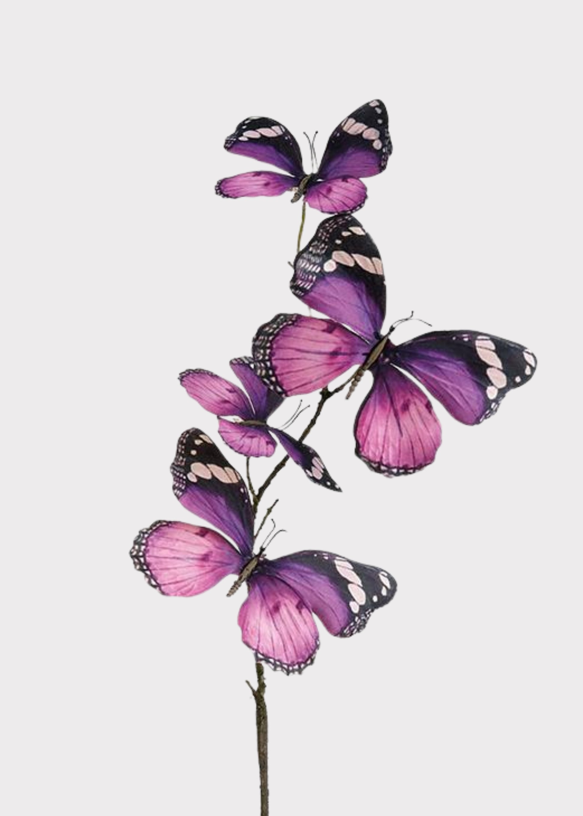 Spring Decor Artificial Butterfly Spray in Purple and Black 
