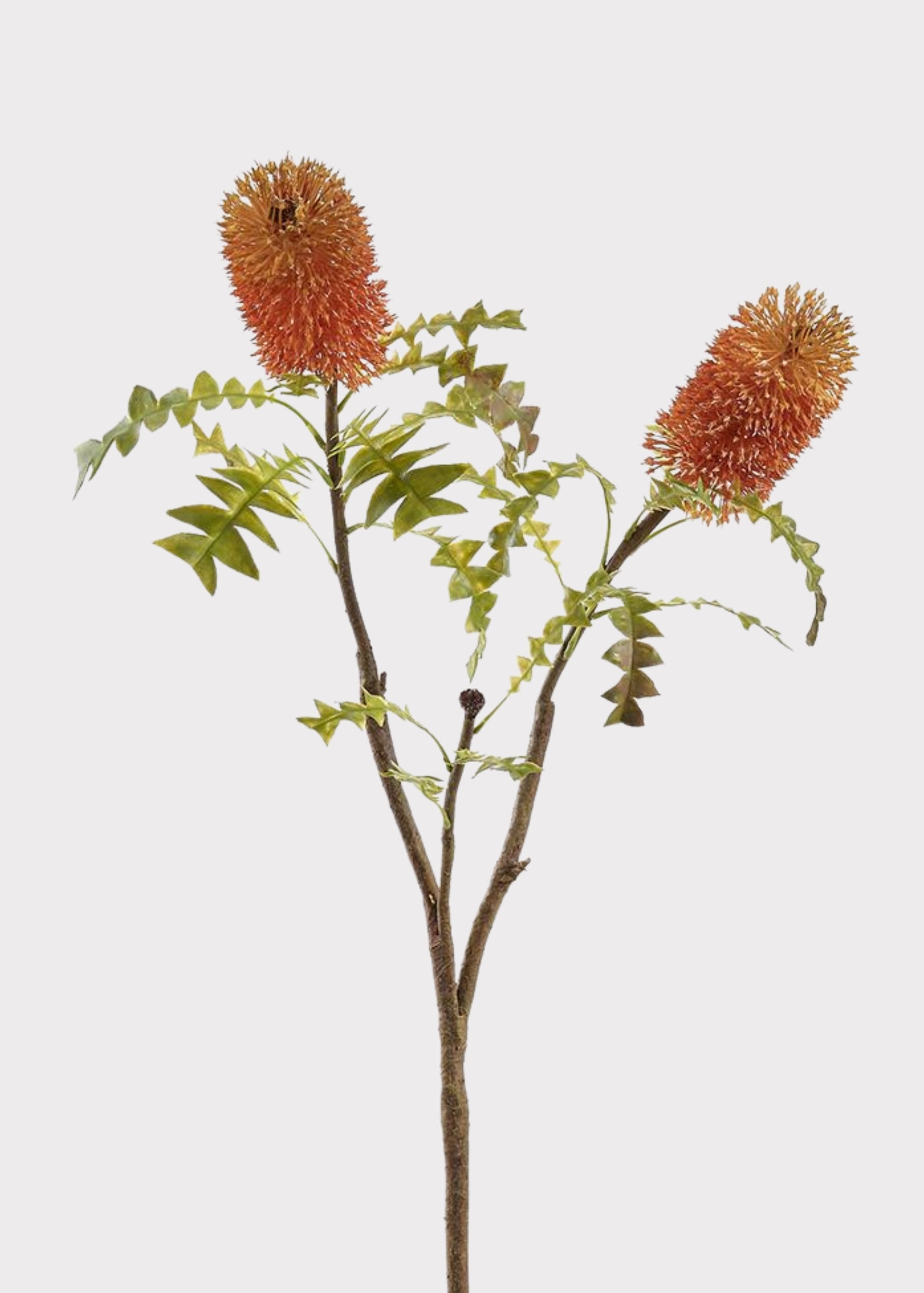 Coral Orange Fake Bottle Brush Protea 