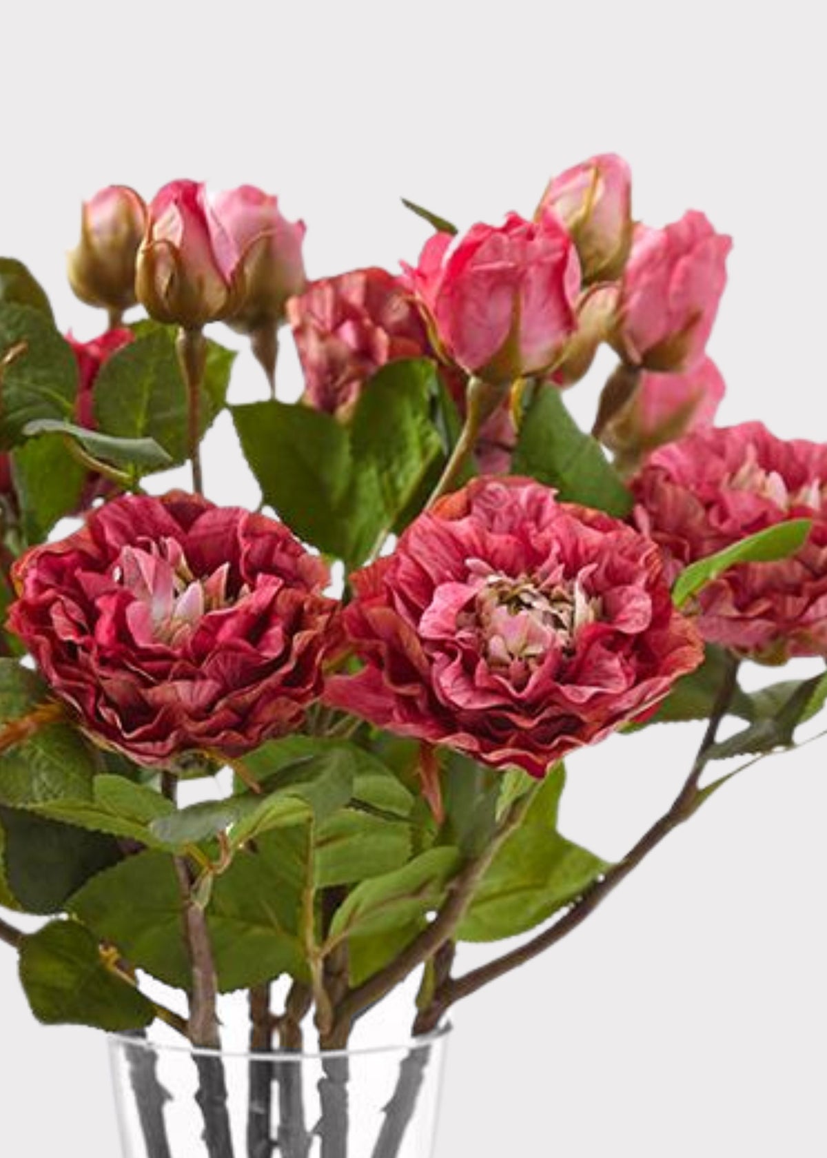 Fuchsia Artificial Blooming Rose Spray - 18.75