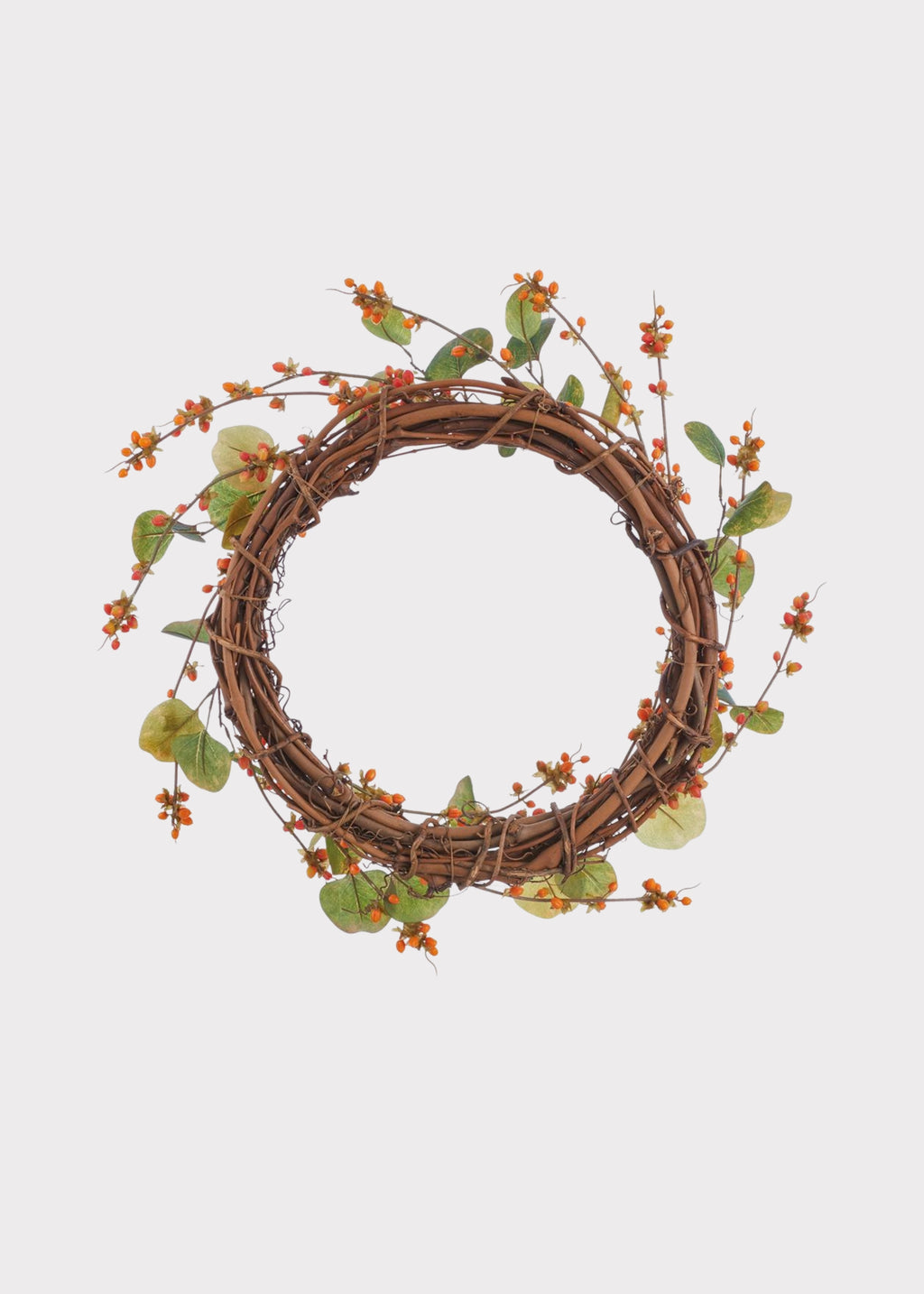 Back of Autumn Orange Bittersweet Fake Fall Floral Wreath