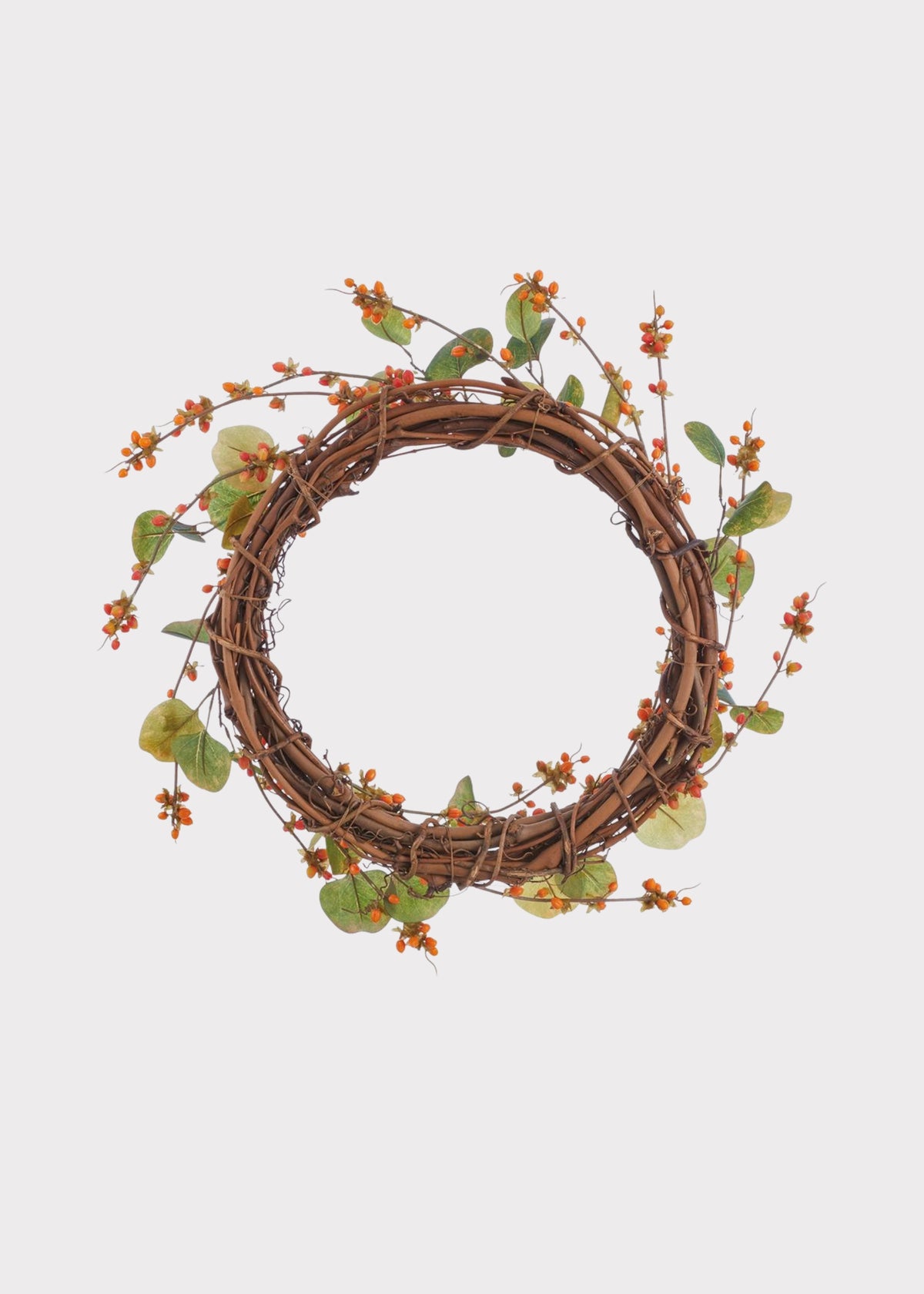 Back of Autumn Orange Bittersweet Fake Fall Floral Wreath
