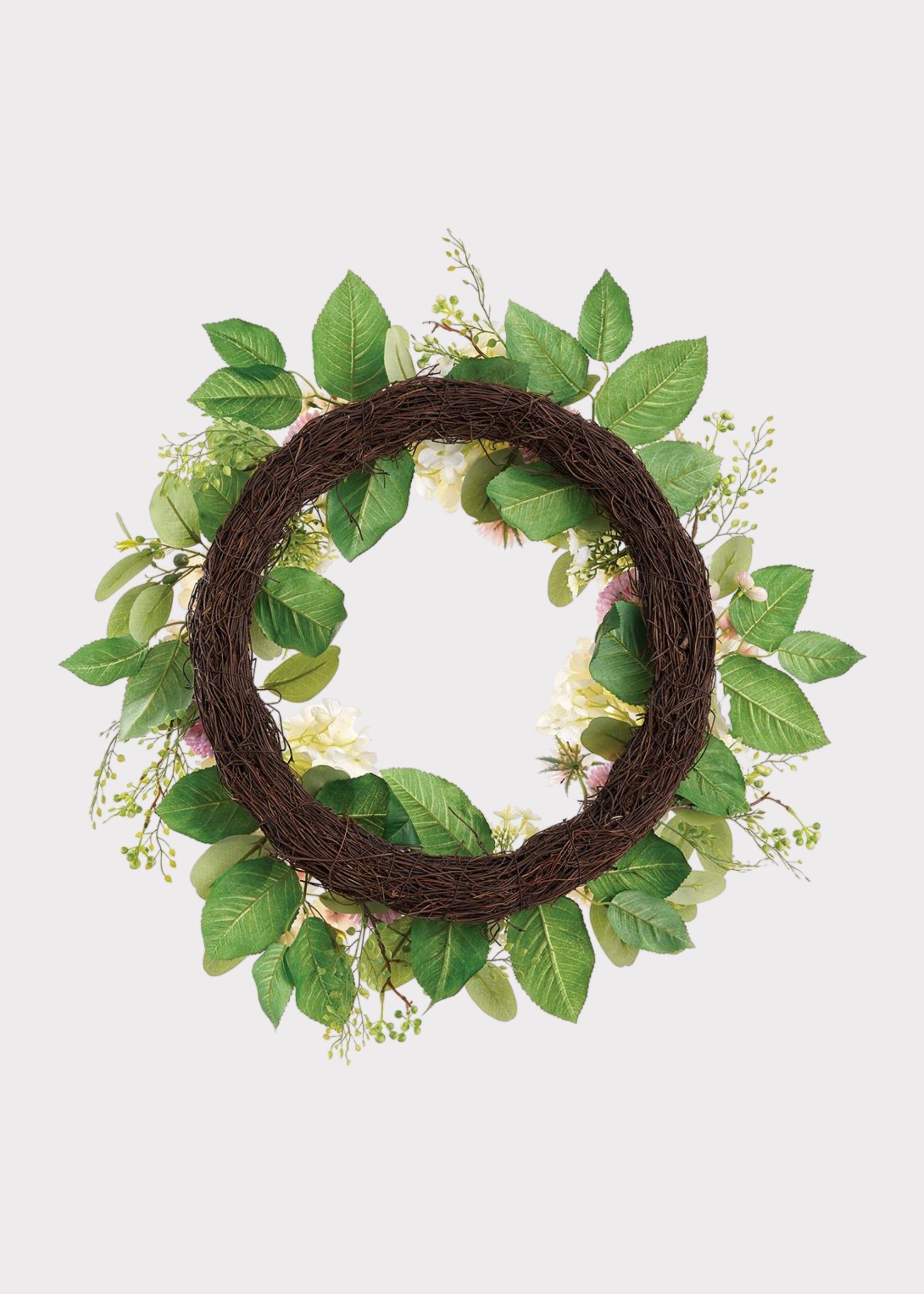 Back of Dahlia and Hydrangea Fake Flower Wreath