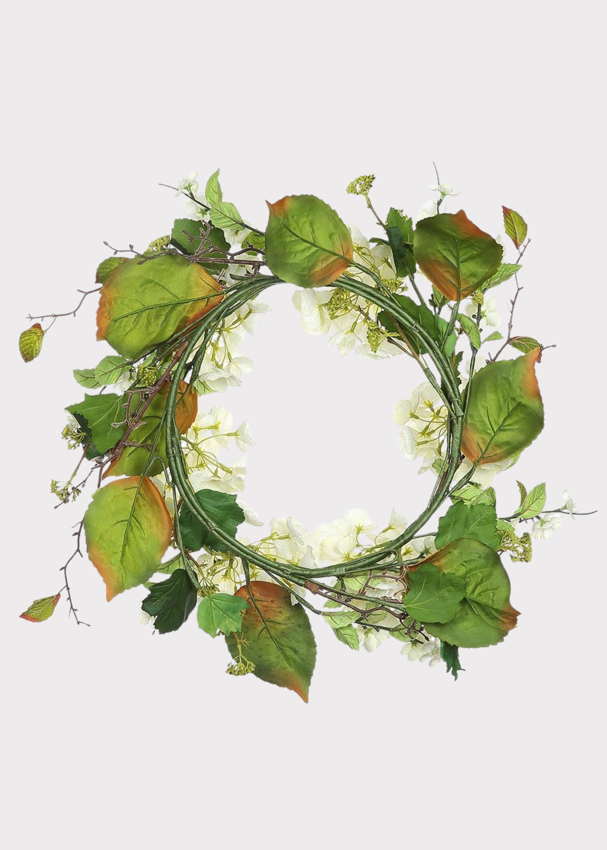 Back of Artificial Hydrangea and Foliage Wreath
