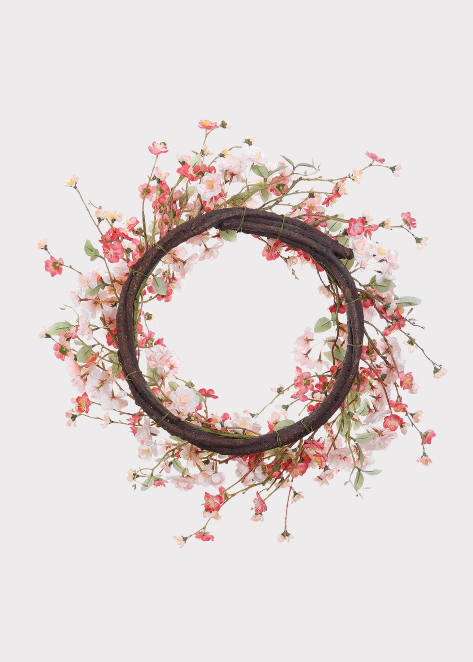 Back of Pink Artificial Cherry Blossom Wreath