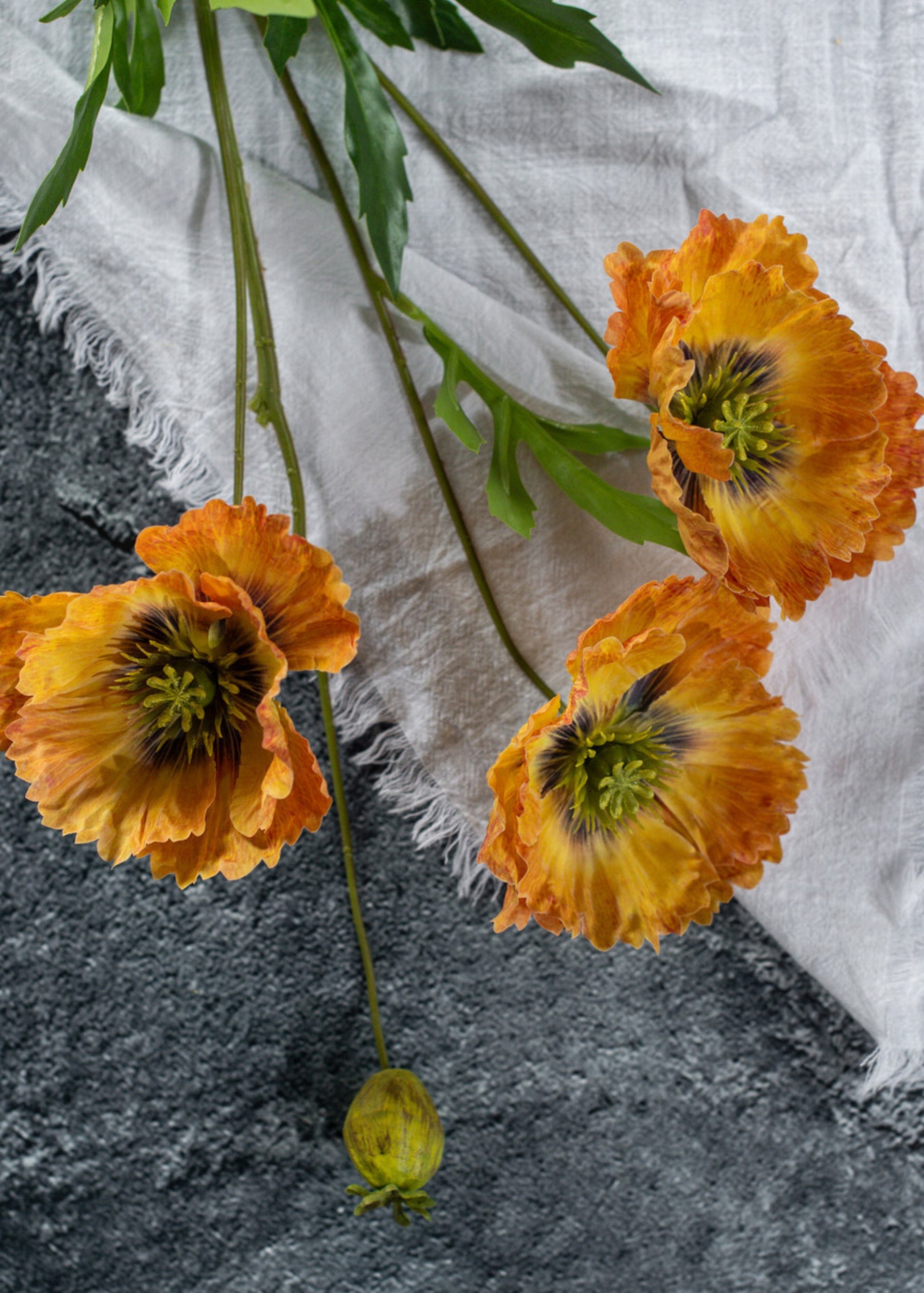 Faux Orange Poppy Spray