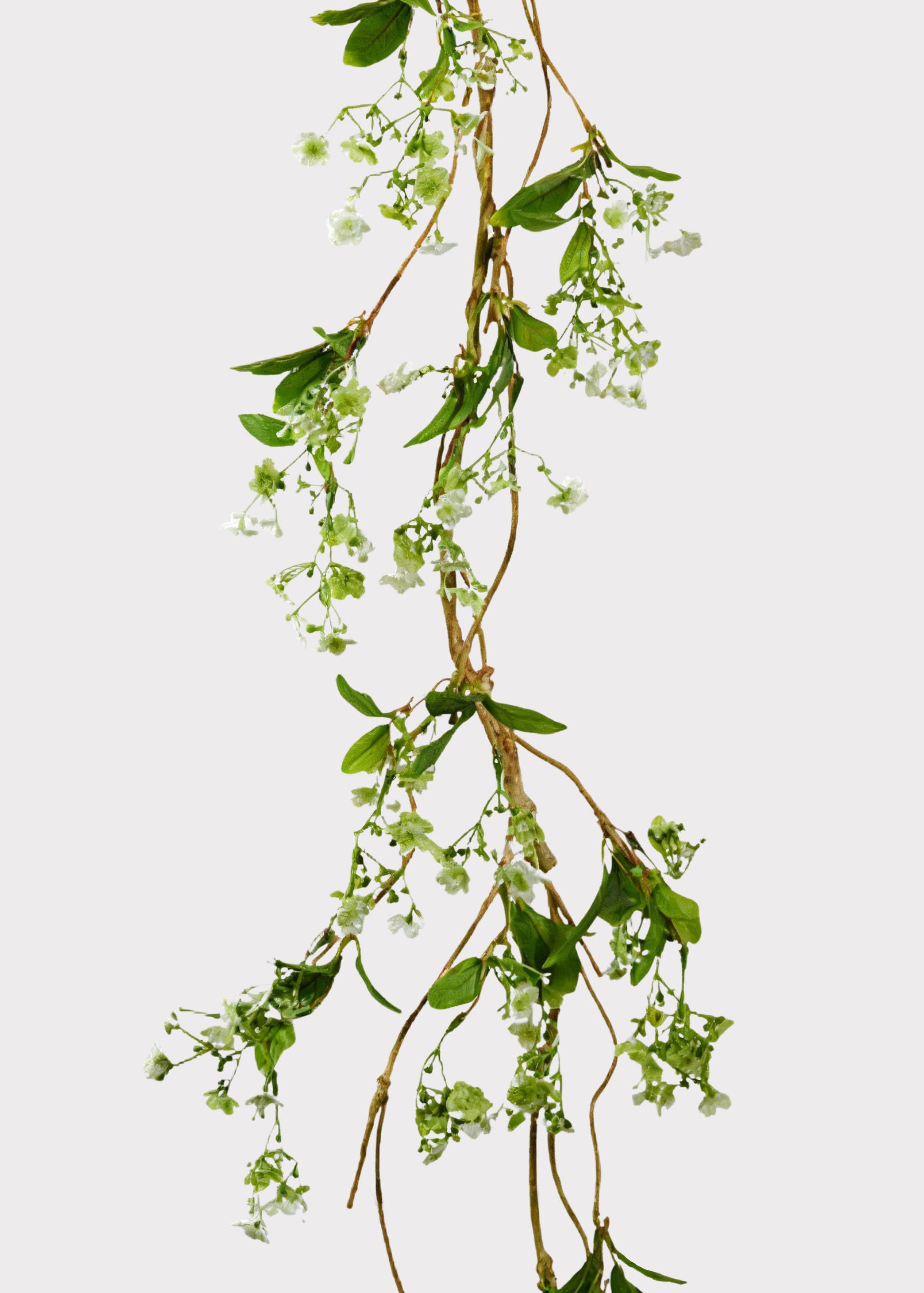 White and Green Faux Blooming Flower Garland 