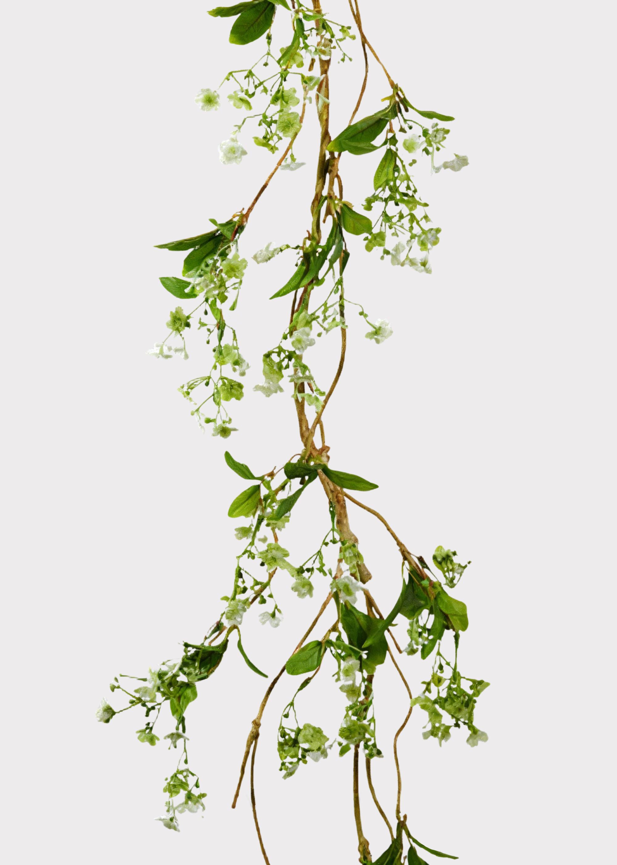 White and Green Faux Blooming Flower Garland 