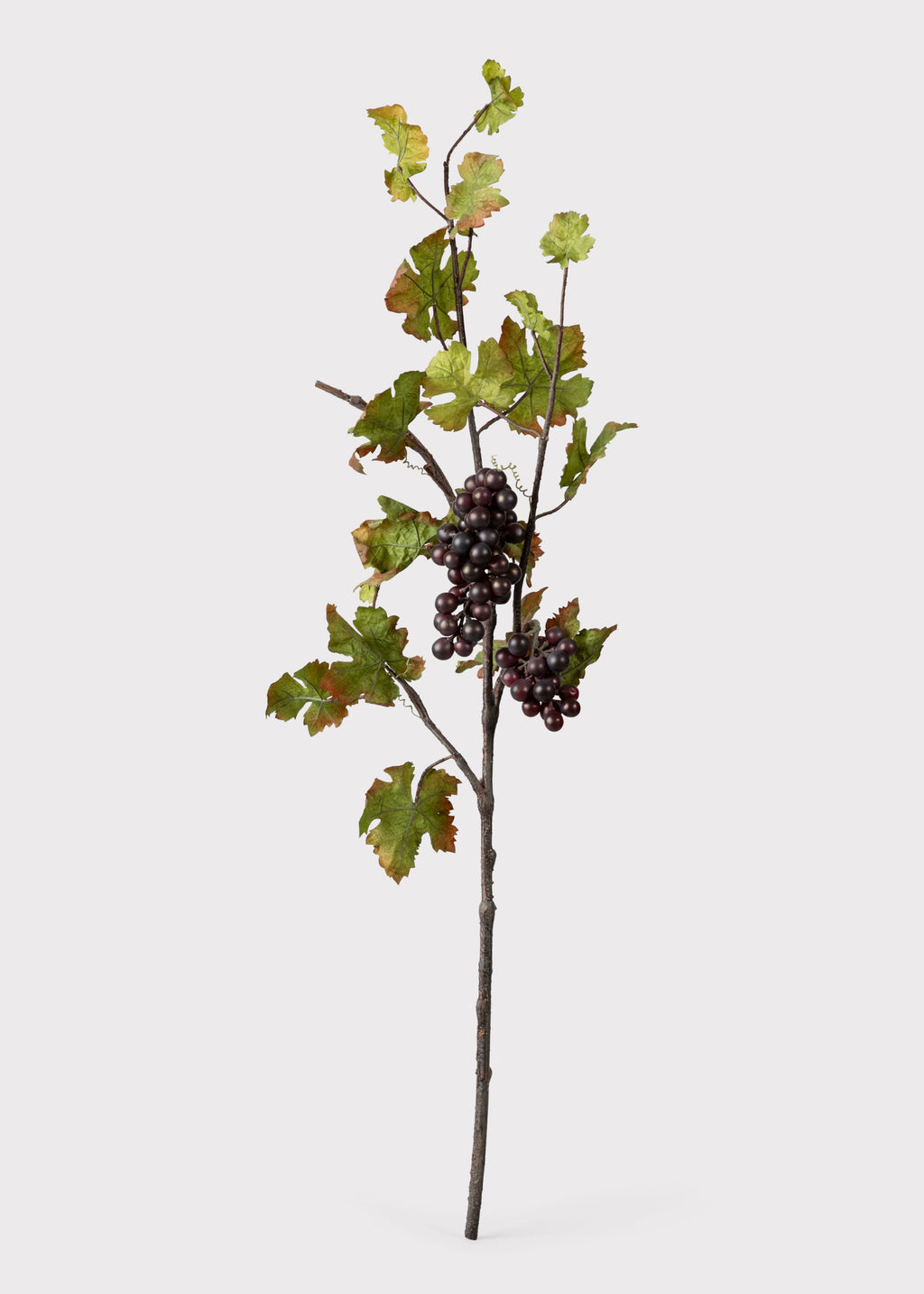 Artificial grapevine branch with leaves and grape bunches