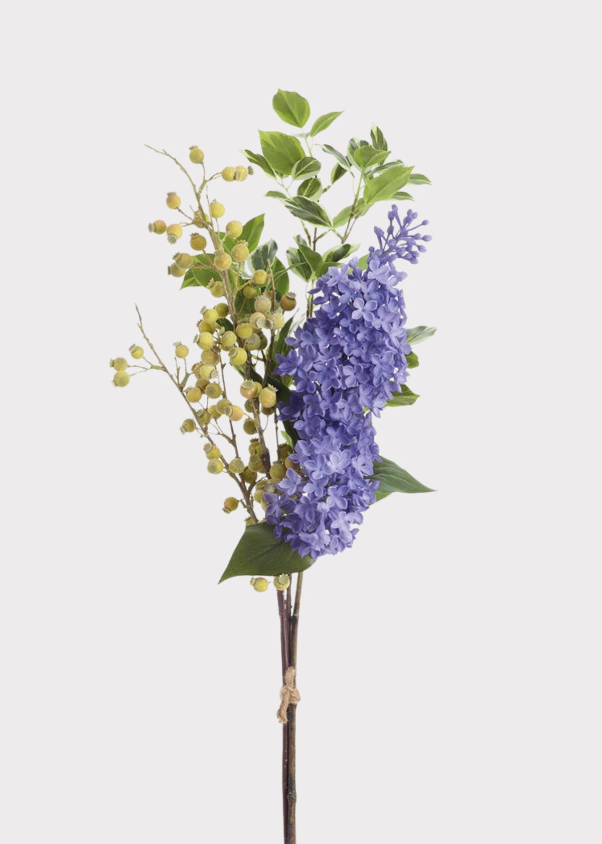Fake Lilac and Rosehip Berry Flower Bundle in Purple Green 