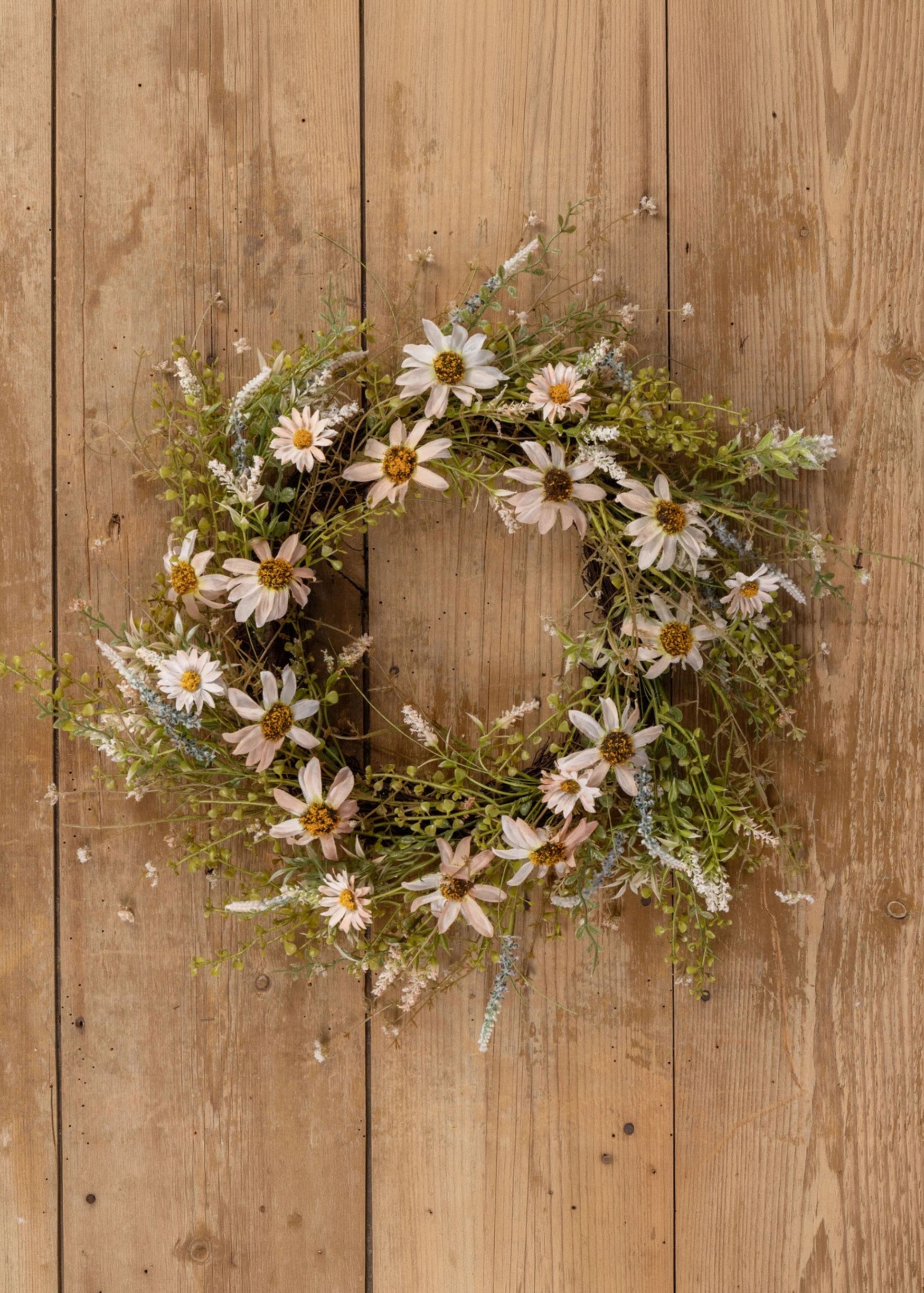 Artificial Wildflower Wreath with Pale Pink Flowers