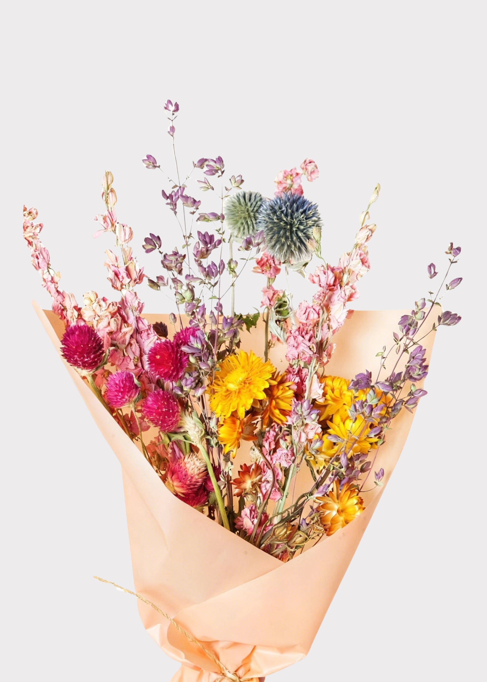 Colorful Pink and Yellow Small Dried Flower Bouquet 