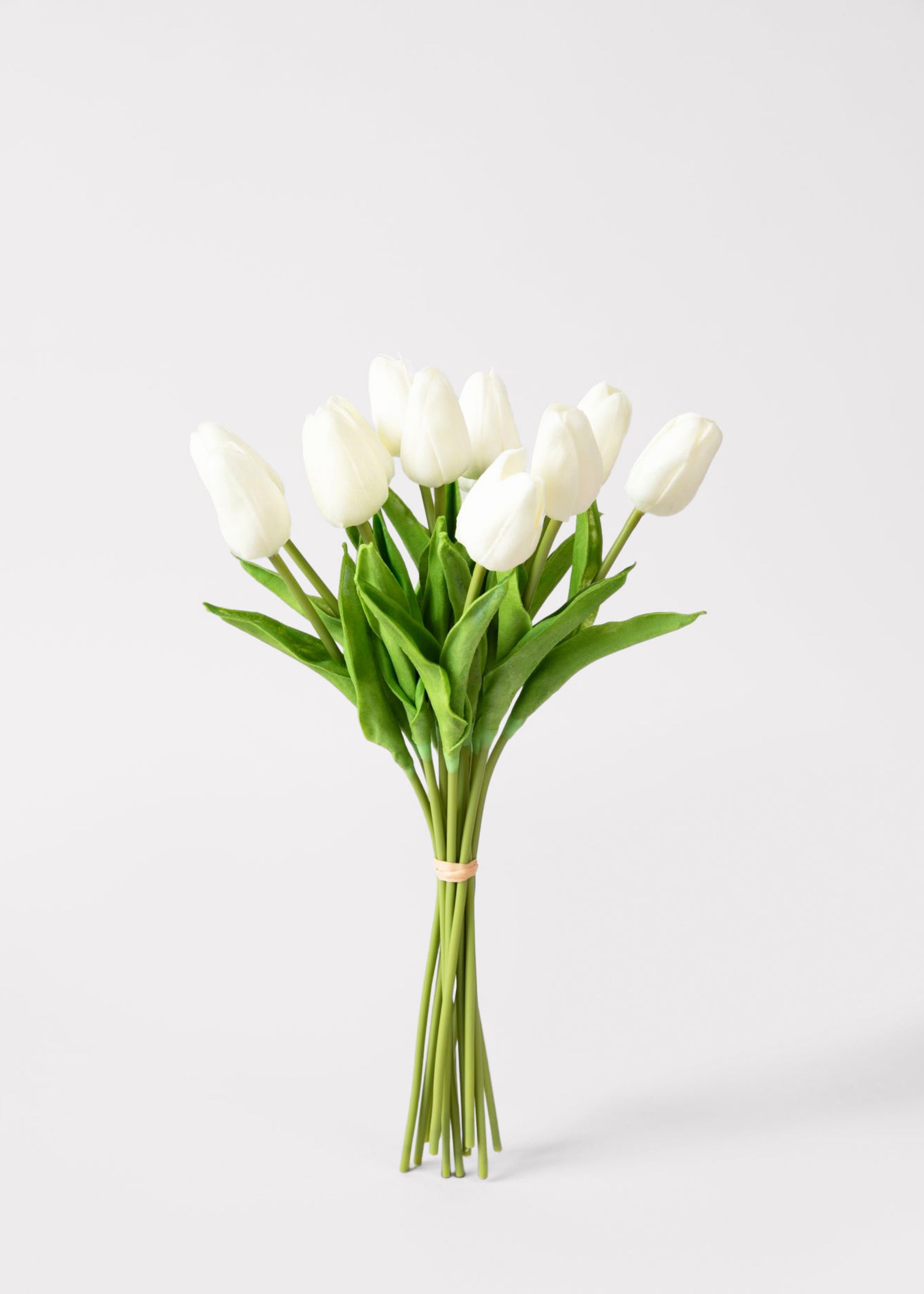 Bouquet of white real touch tulips