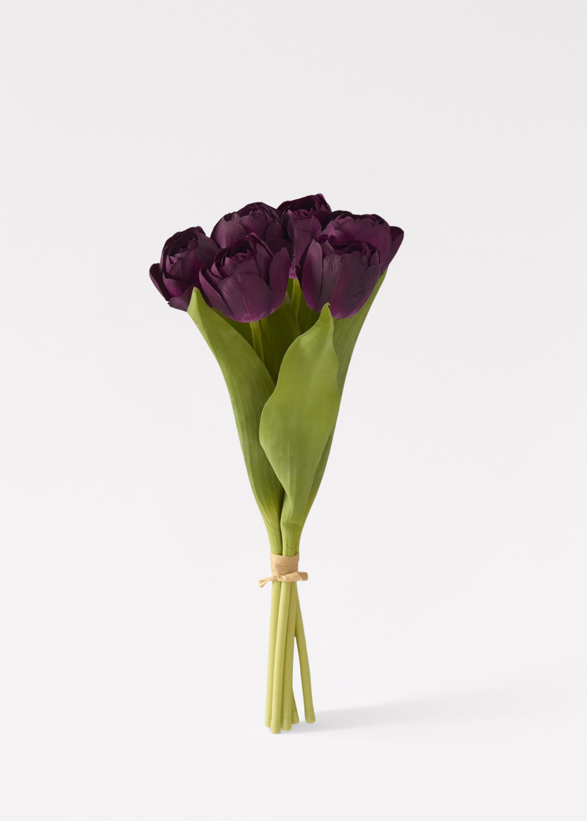 Plum Purple Real Touch Tulip Fake Flower Bundle