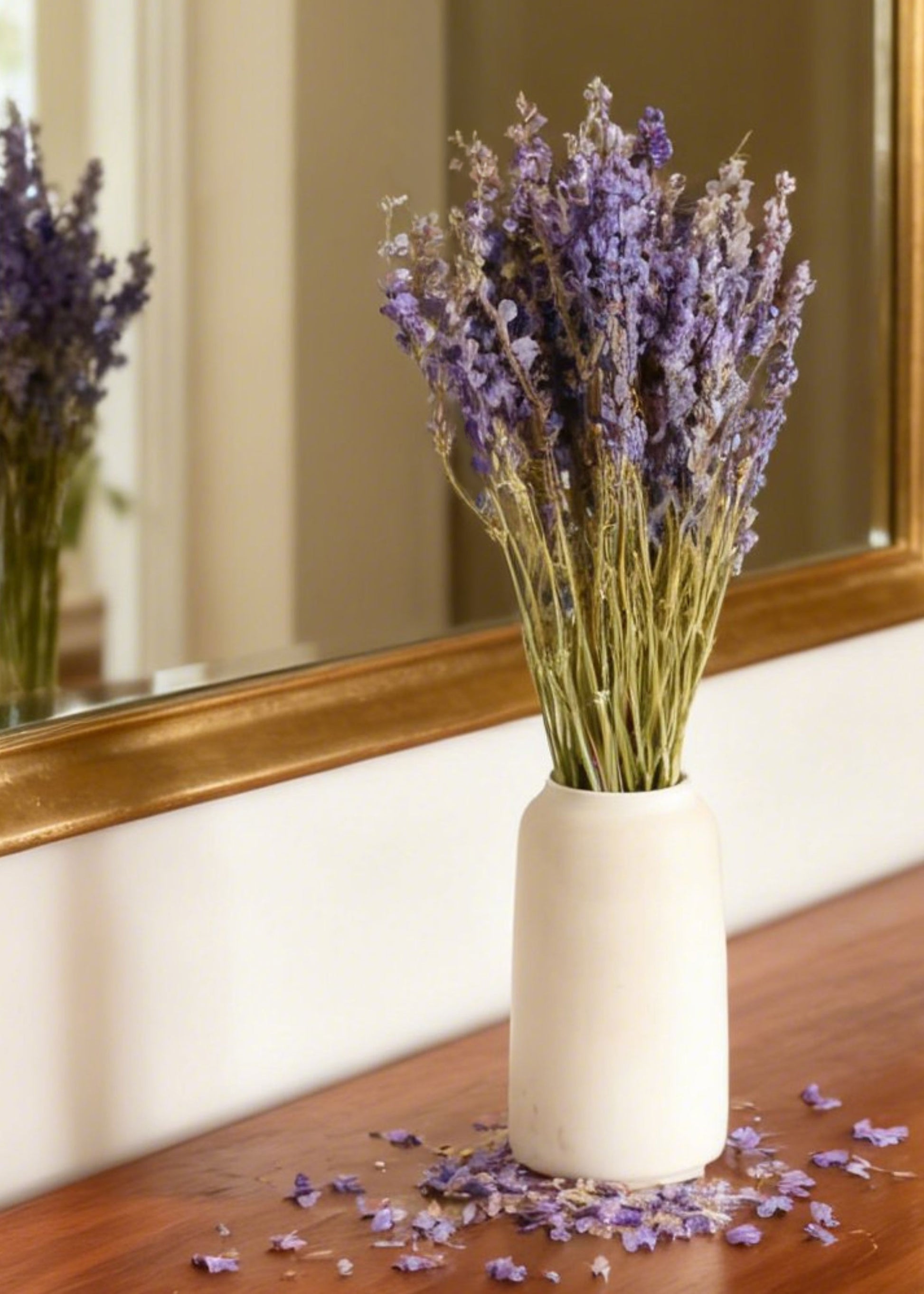 purple larkspur on a table