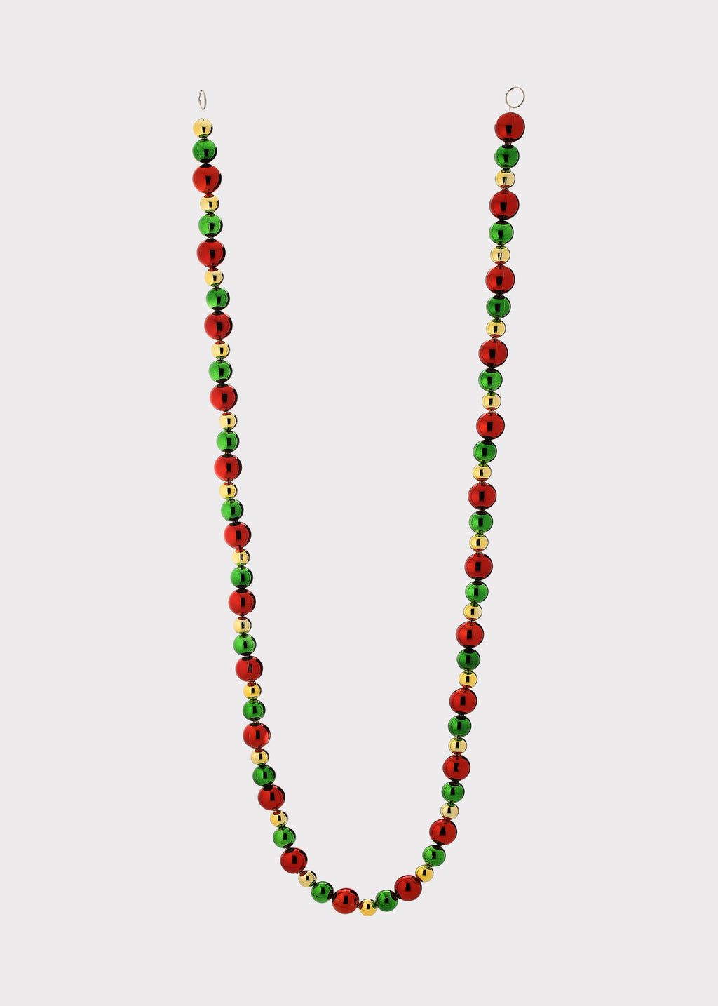 Shiny Red and Green and Gold Holiday Ball Ornament Garland 