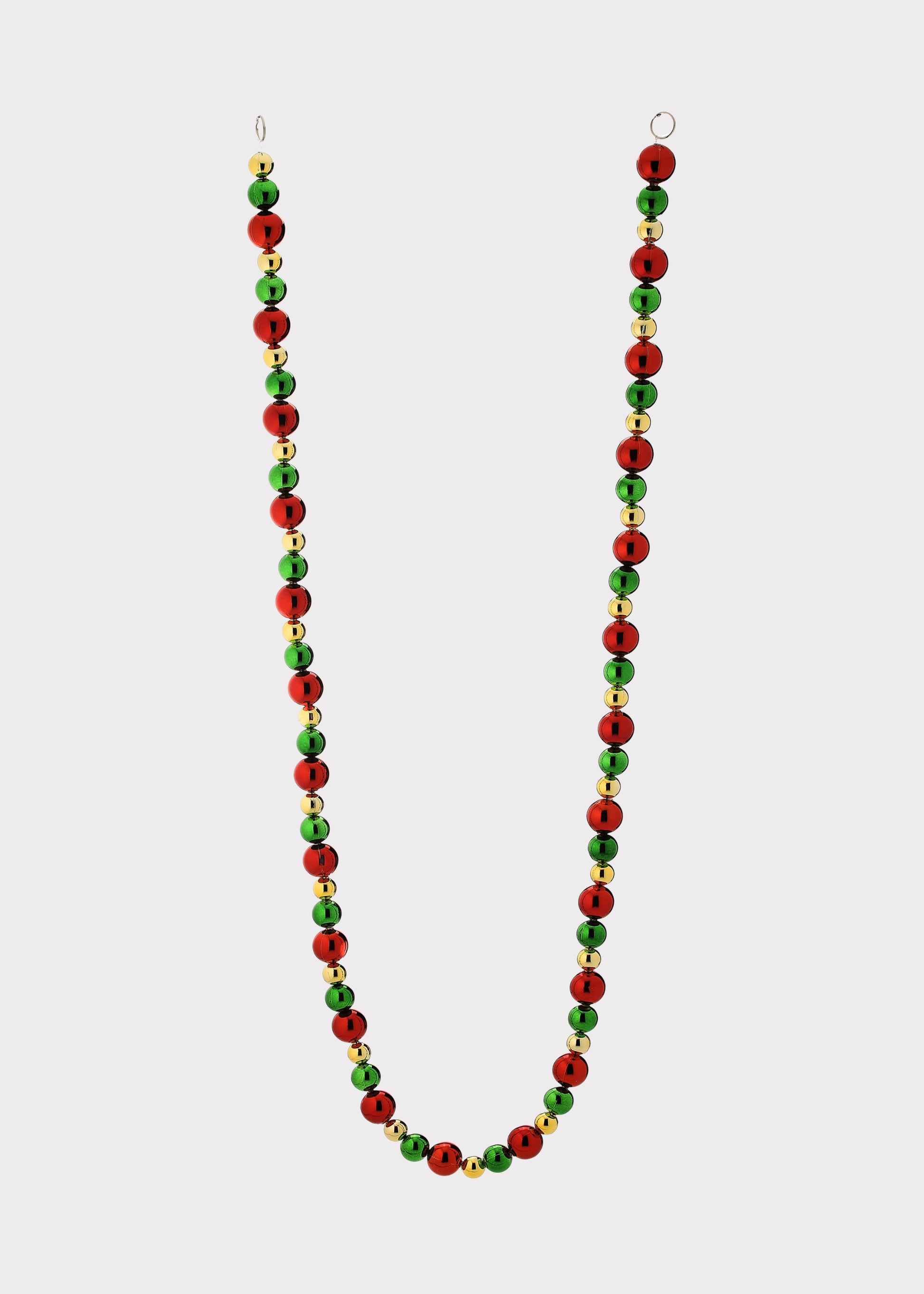 Shiny Red and Green and Gold Holiday Ball Ornament Garland 