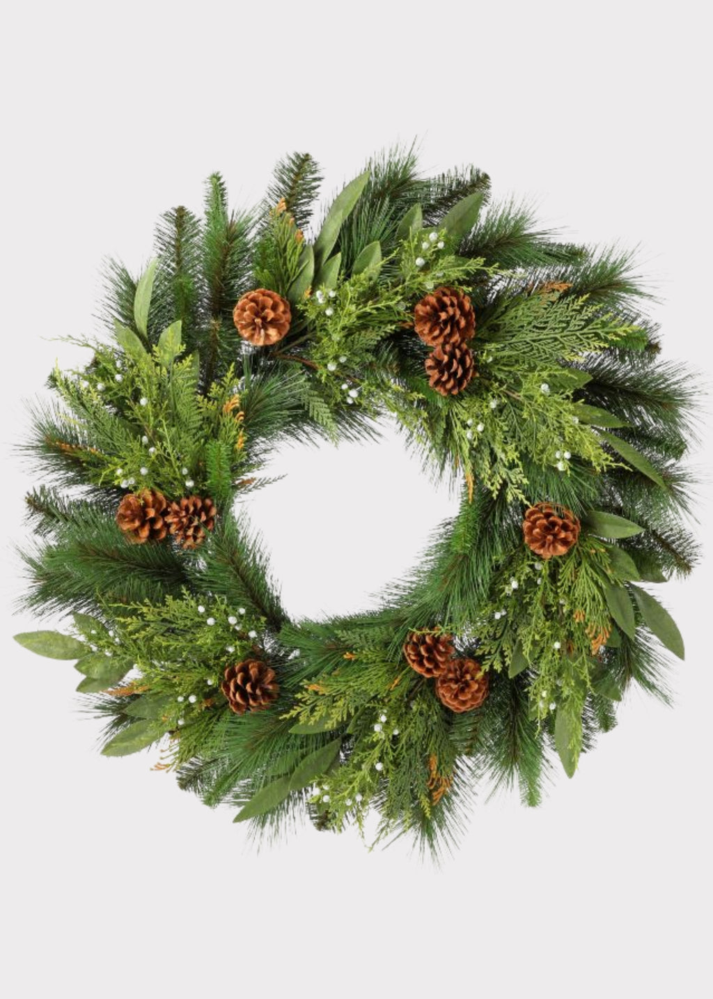 Artificial Juniper and Cedar Winter Wreath with Cones