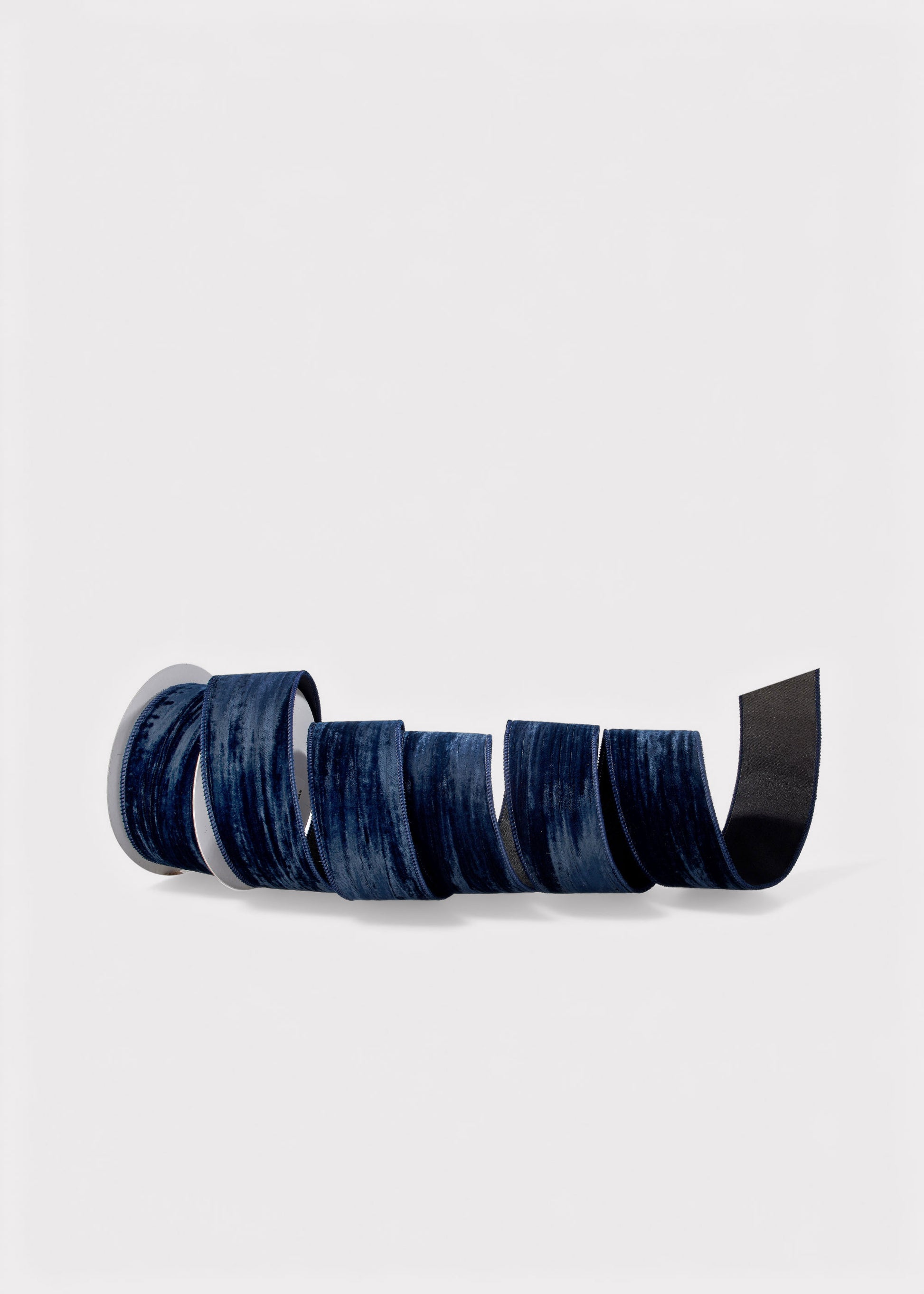 Midnight Blue Crushed Wired Velvet Wavy Ribbon