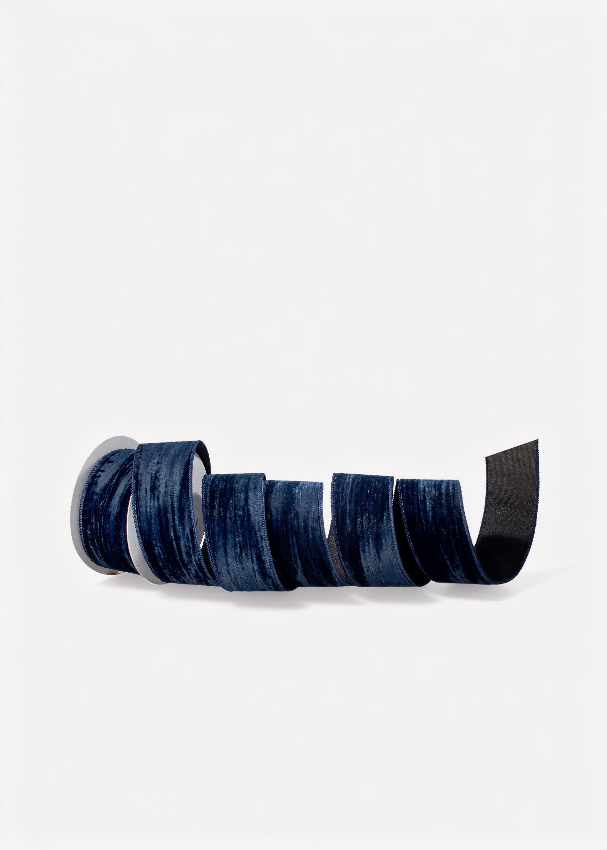 Midnight Blue Crushed Wired Velvet Wavy Ribbon