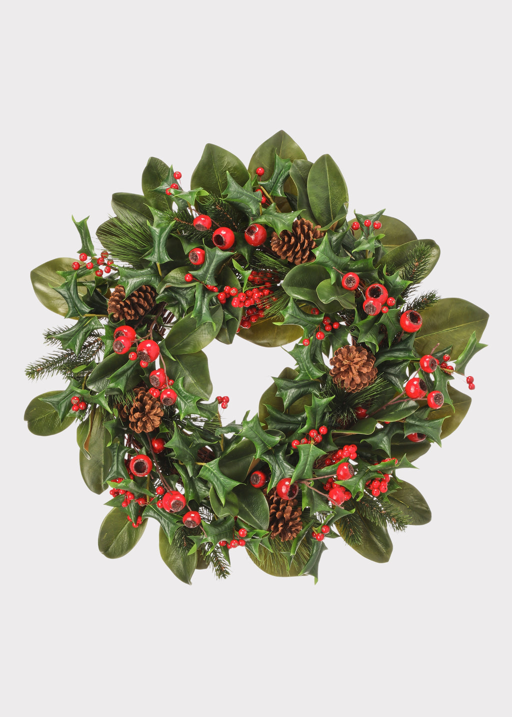 Deluxe Winter Mixed Foliage and Red Berry Artificial Wreath 