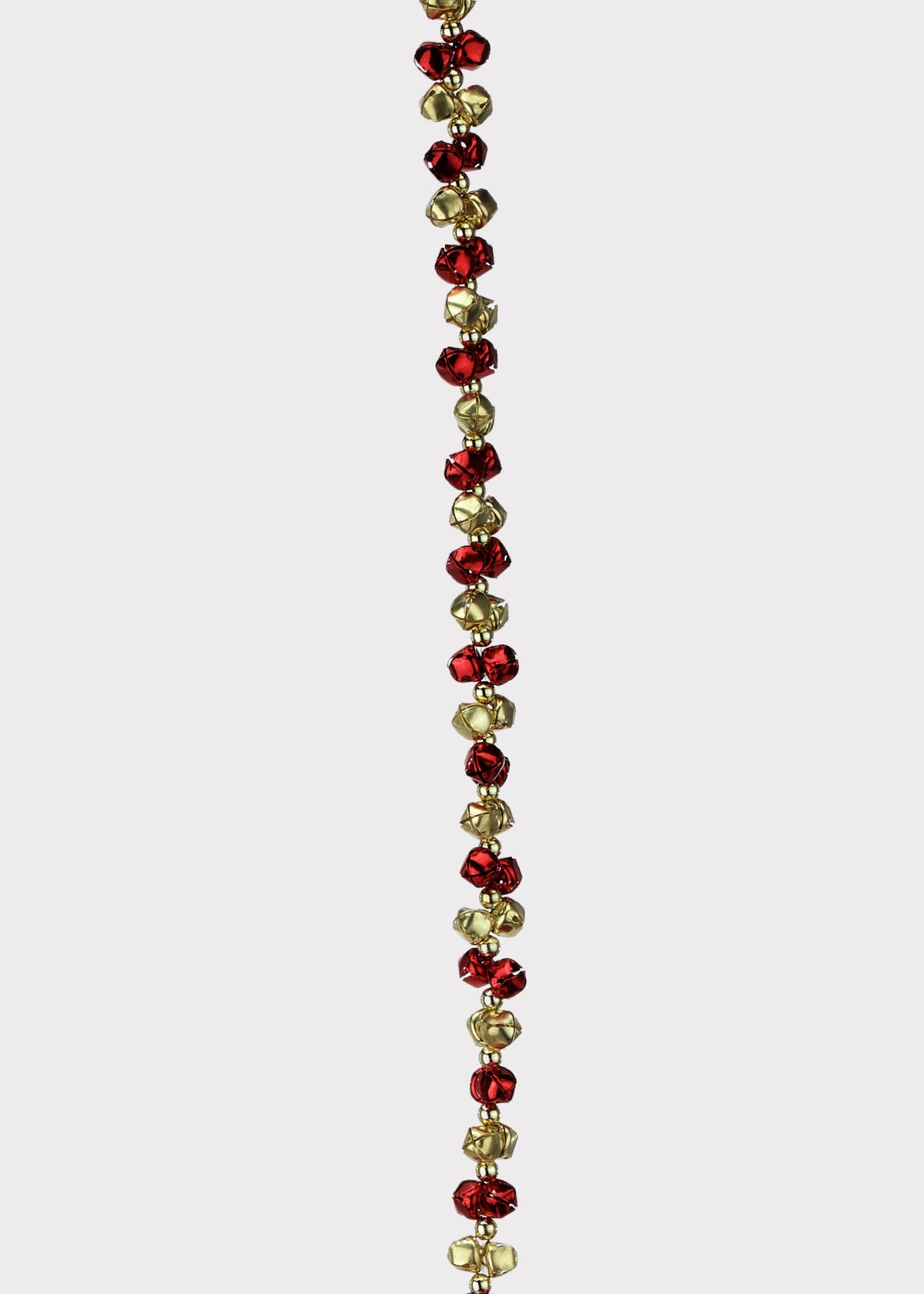 Close-up of a Red and Gold Mini Jingle Bell Holiday Garland 