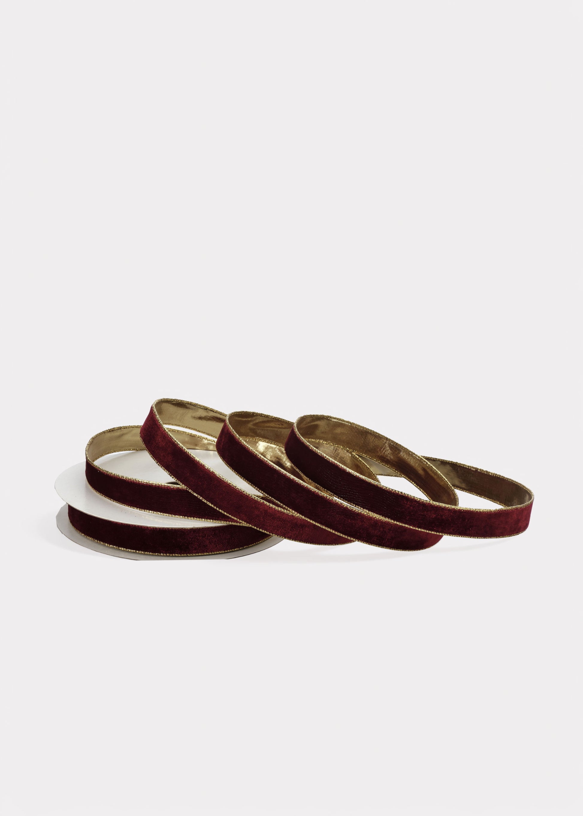 Burgundy and Metallic Gold Wired Velvet Holiday Ribbon 