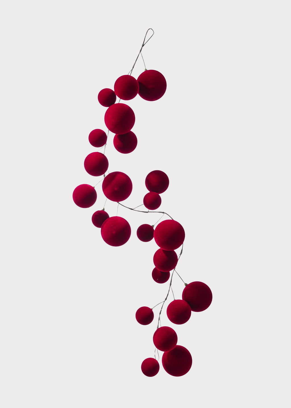 Burgundy Flocked Ball Ornament Christmas Garland