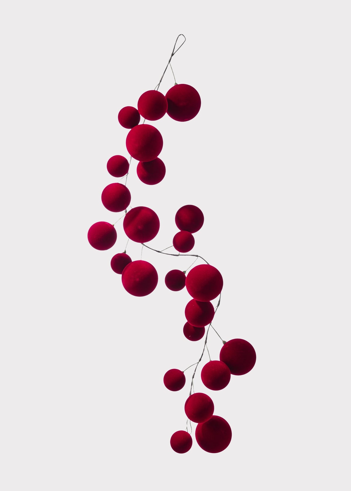 Burgundy Flocked Ball Ornament Christmas Garland