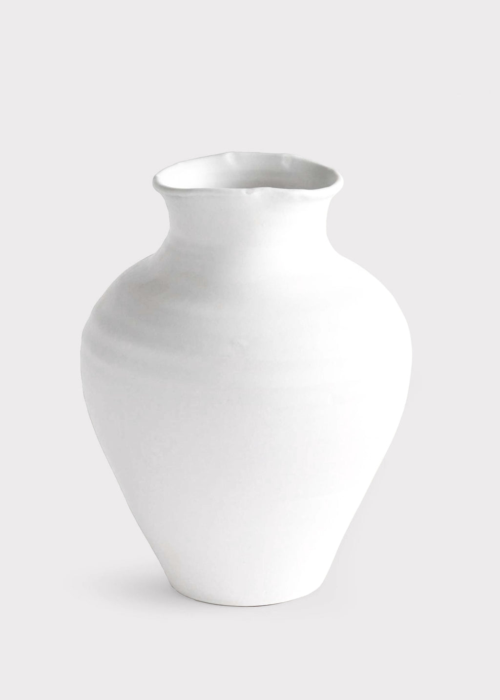 Handmade Terra Cotta Vase in Matte White Glaze