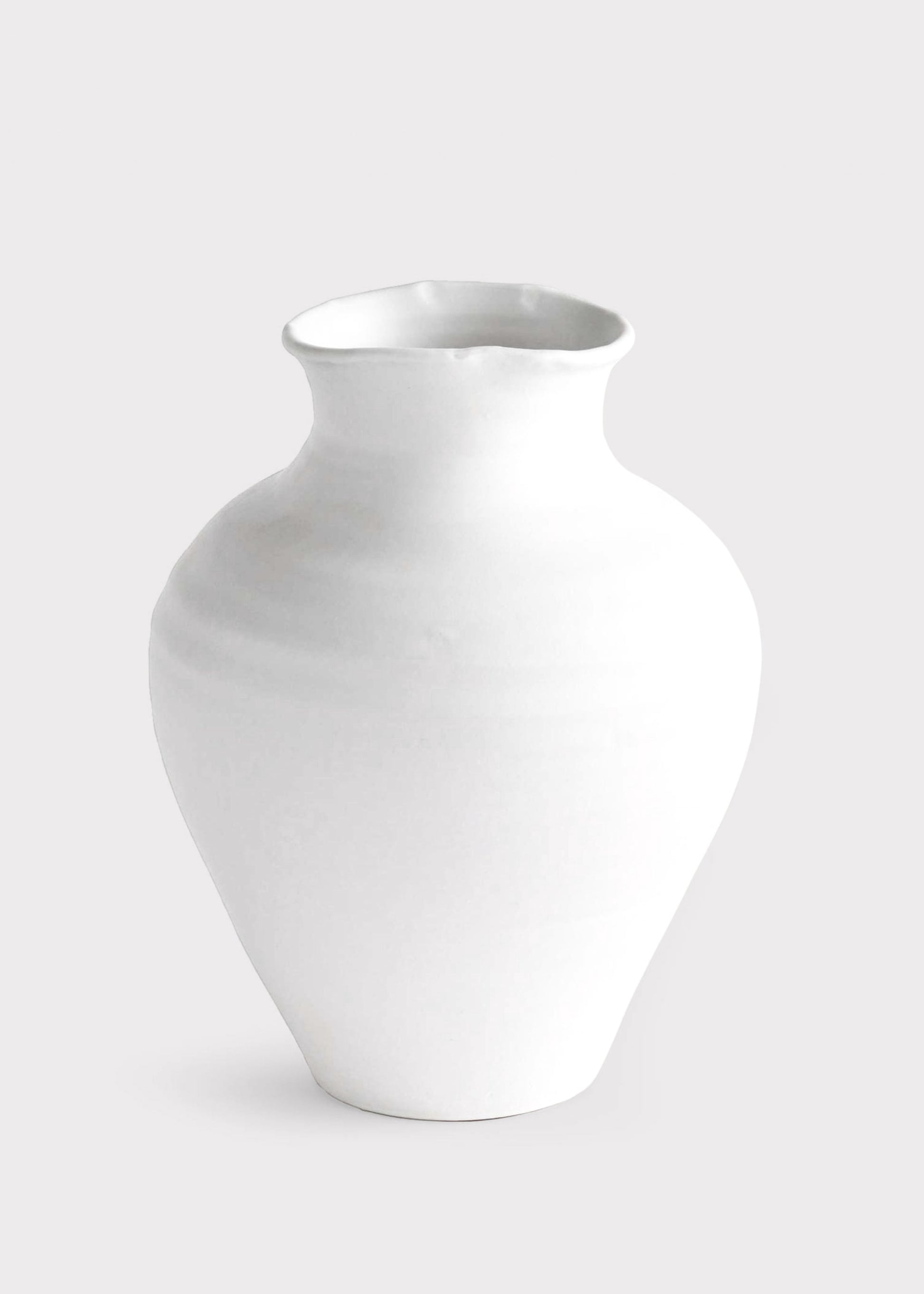 Handmade Terra Cotta Vase in Matte White Glaze