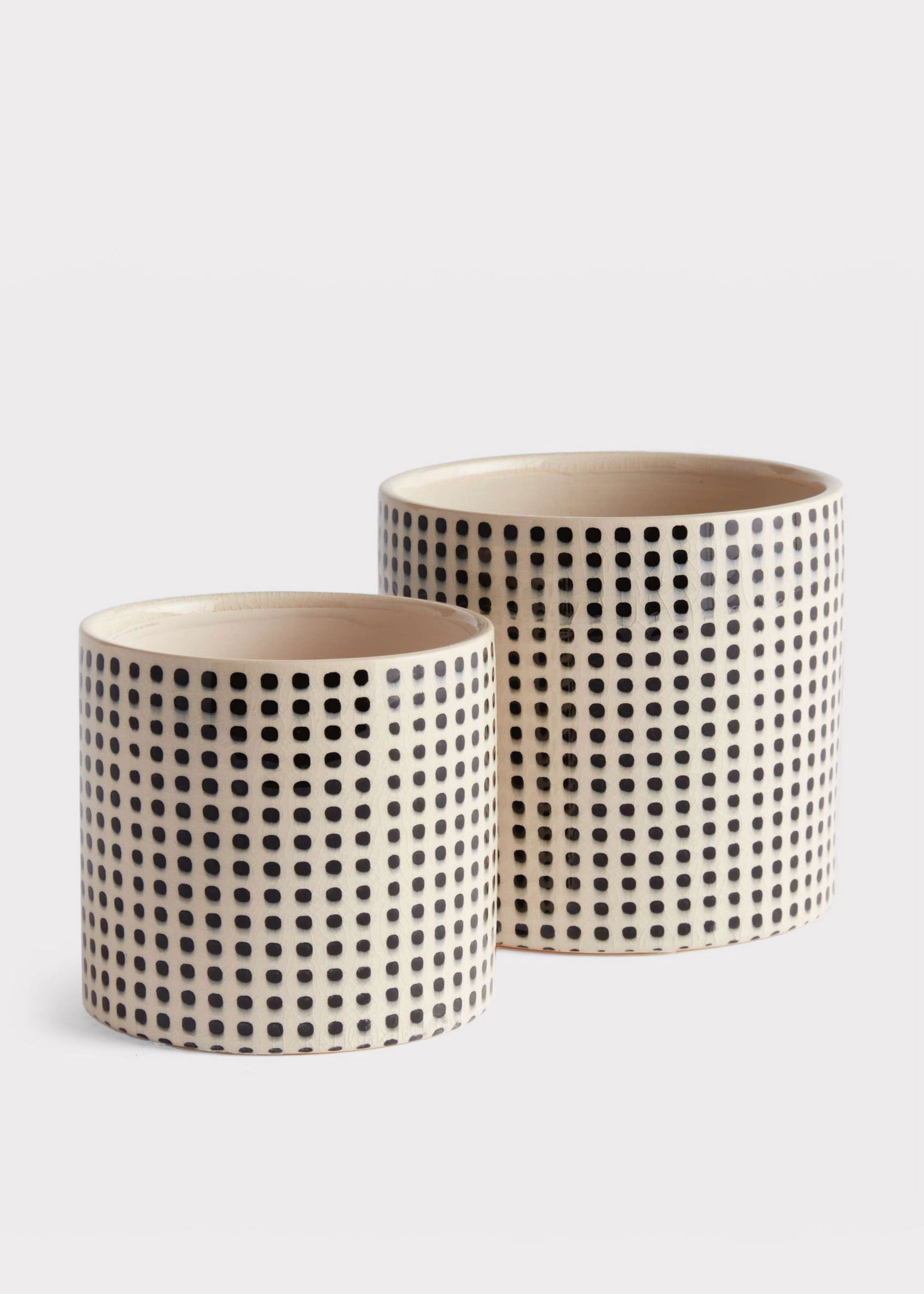 Set of 2 Handmade Dotted Ceramic Pots