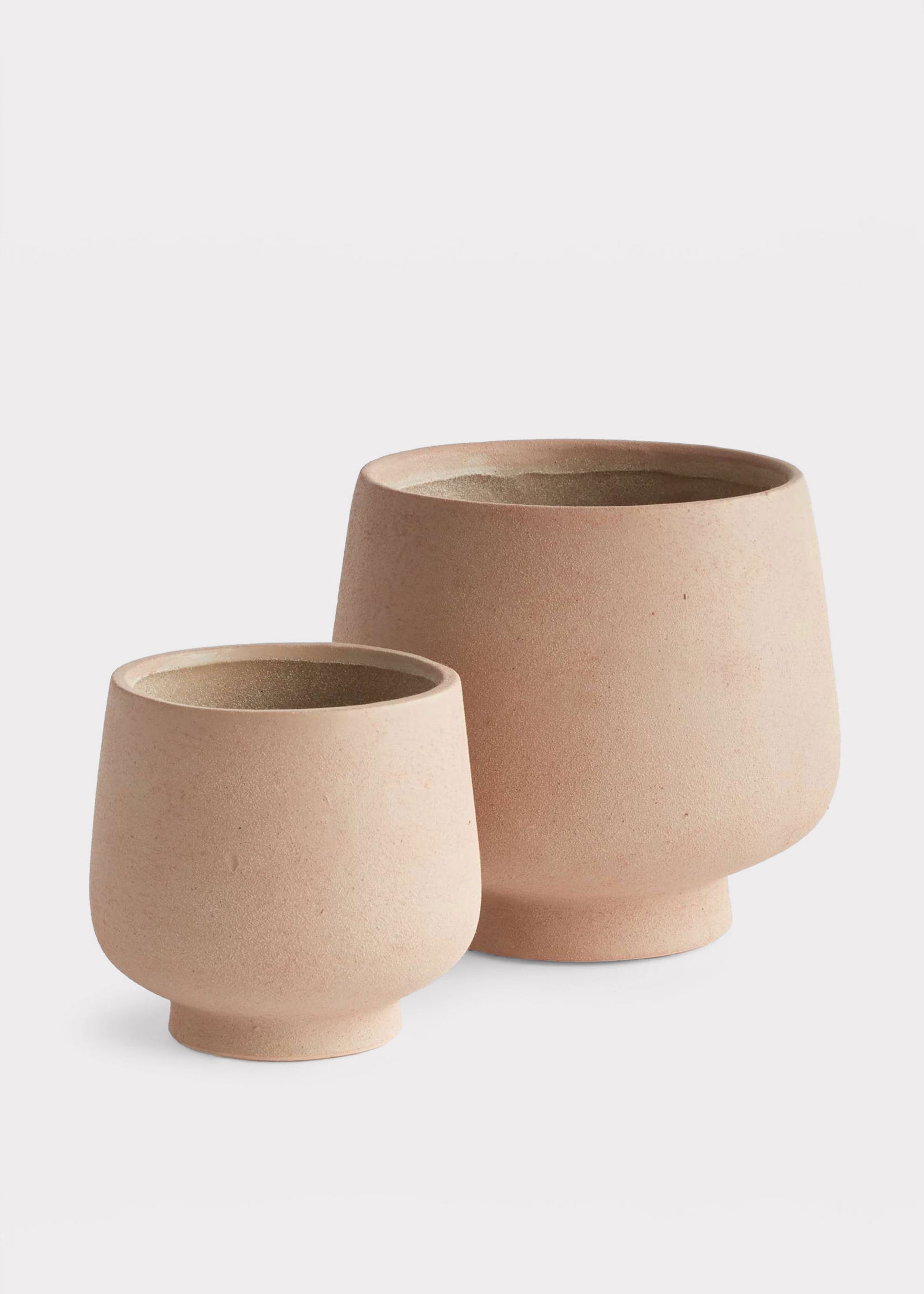 Set of 2 Handmade Stoneware Footed Pots