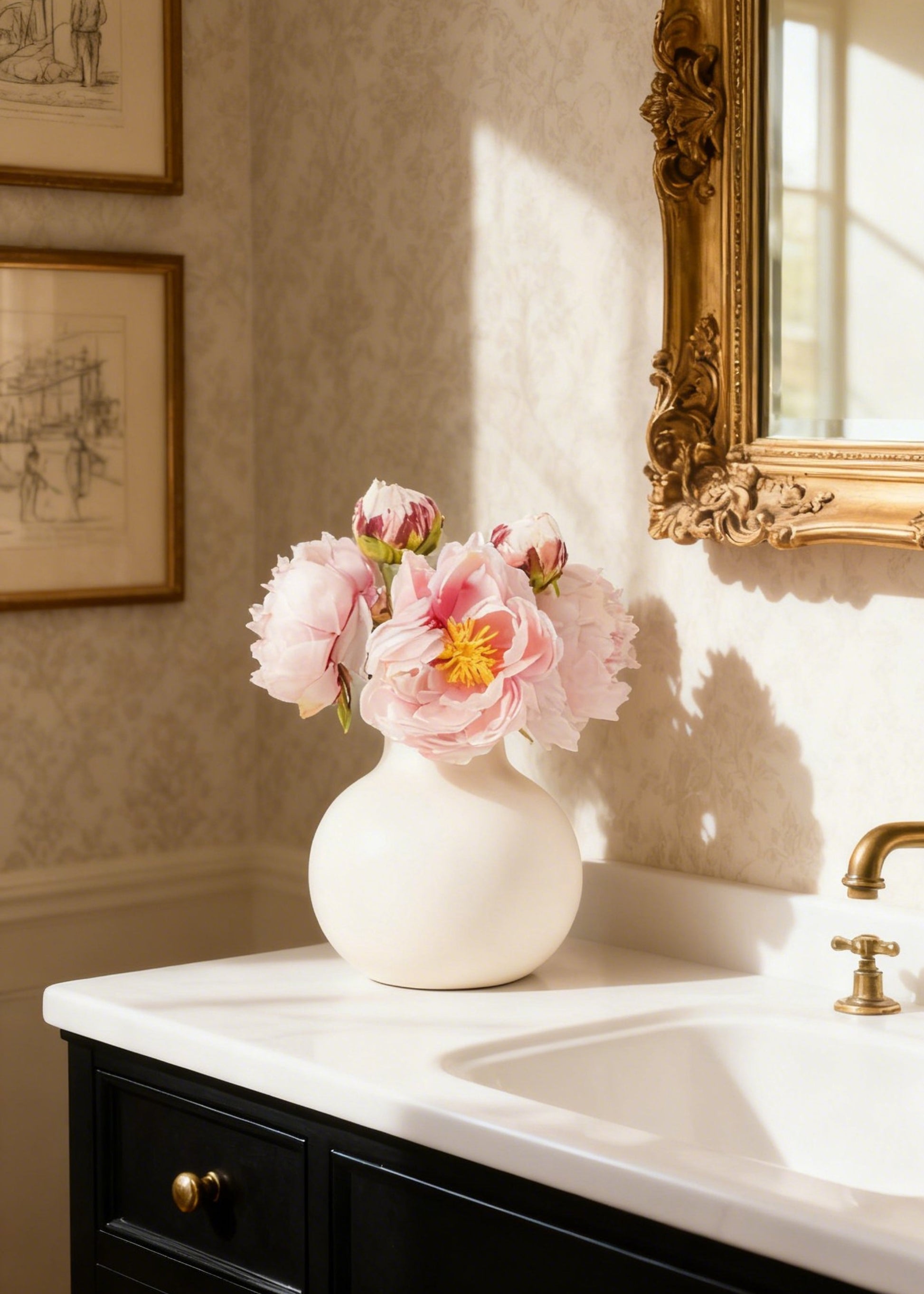 Peony Bundle in White Vase