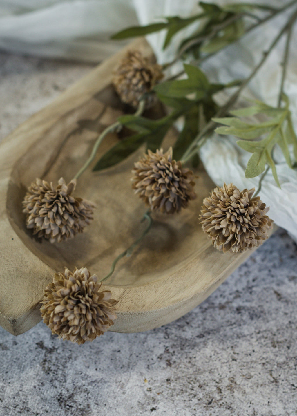 Close-up of Artificial Allium Onion Flowers in Brown Earth Tones 