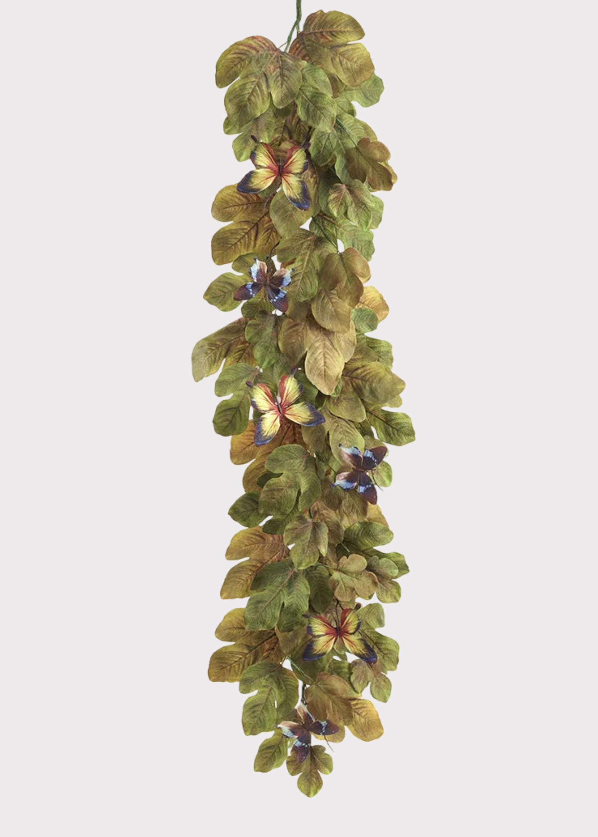 Artificial magnolia leaf garland with butterflies