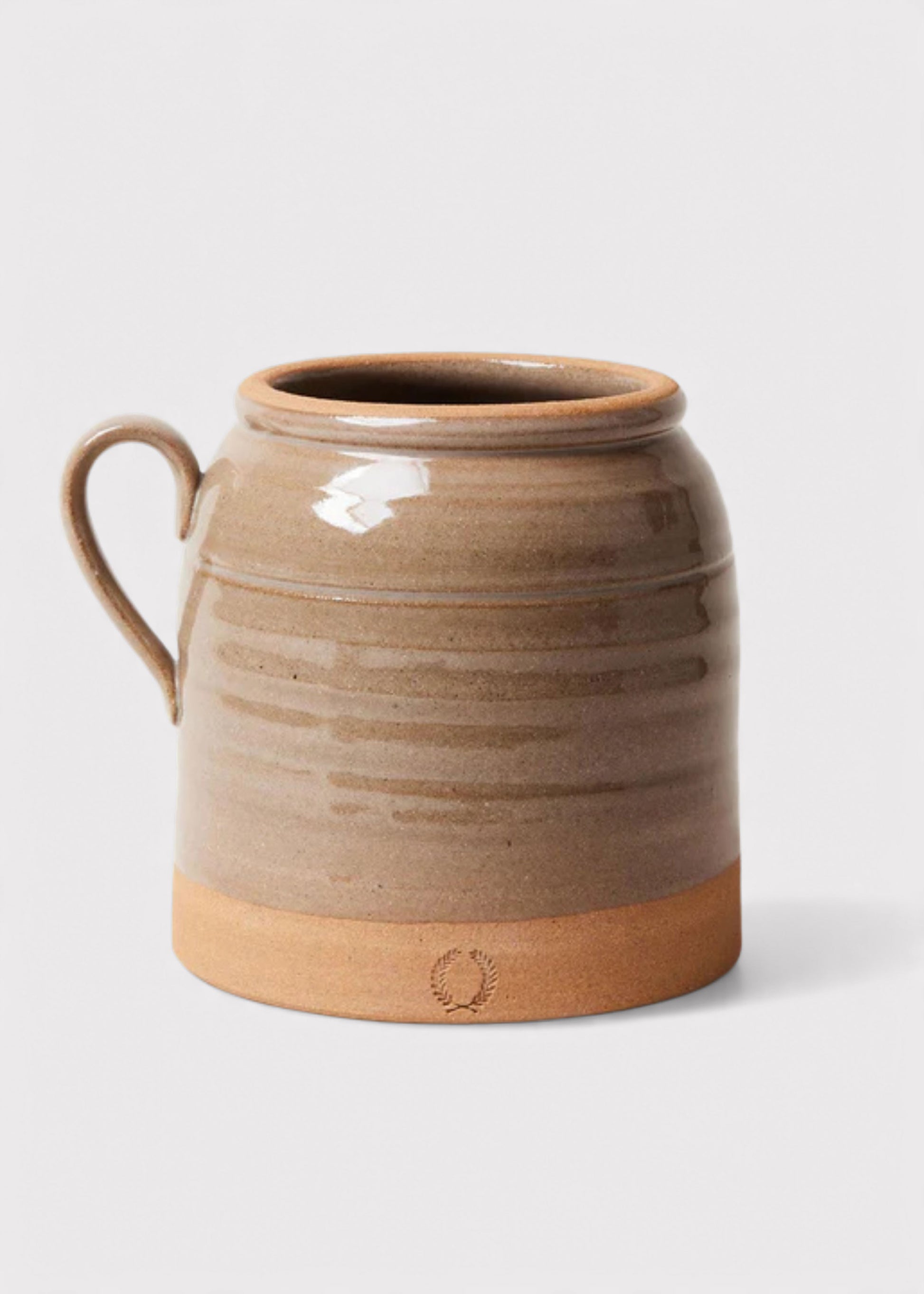 Farmhouse Pottery French Stoneware Crock in Brown Glaze 