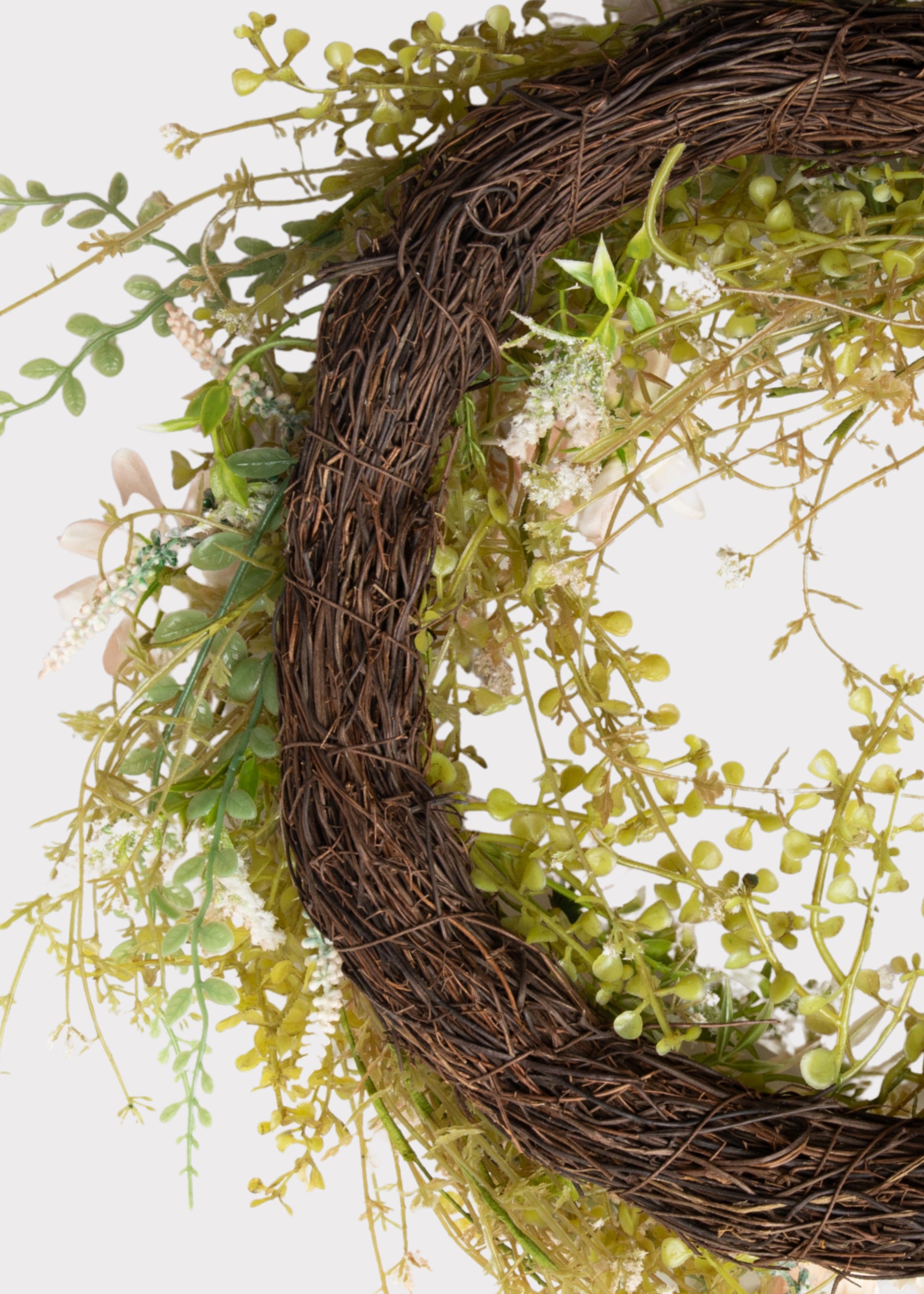 Pale Pink Artificial Wildflower Wreath - 22