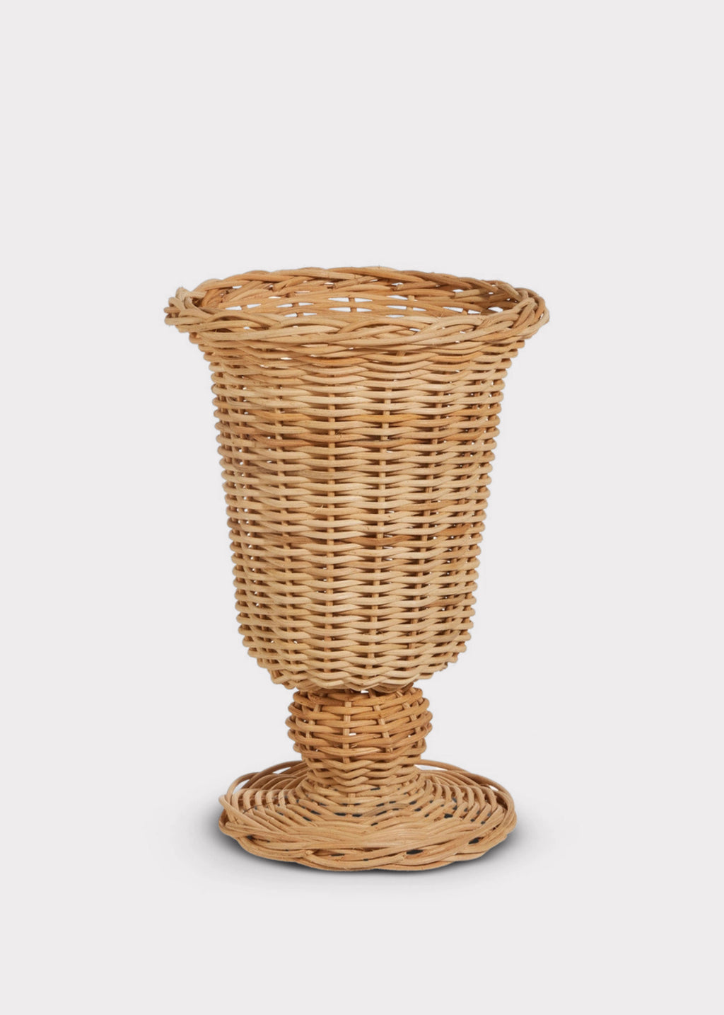 Woven Wicker Footed Urn Vase or Planter Pot