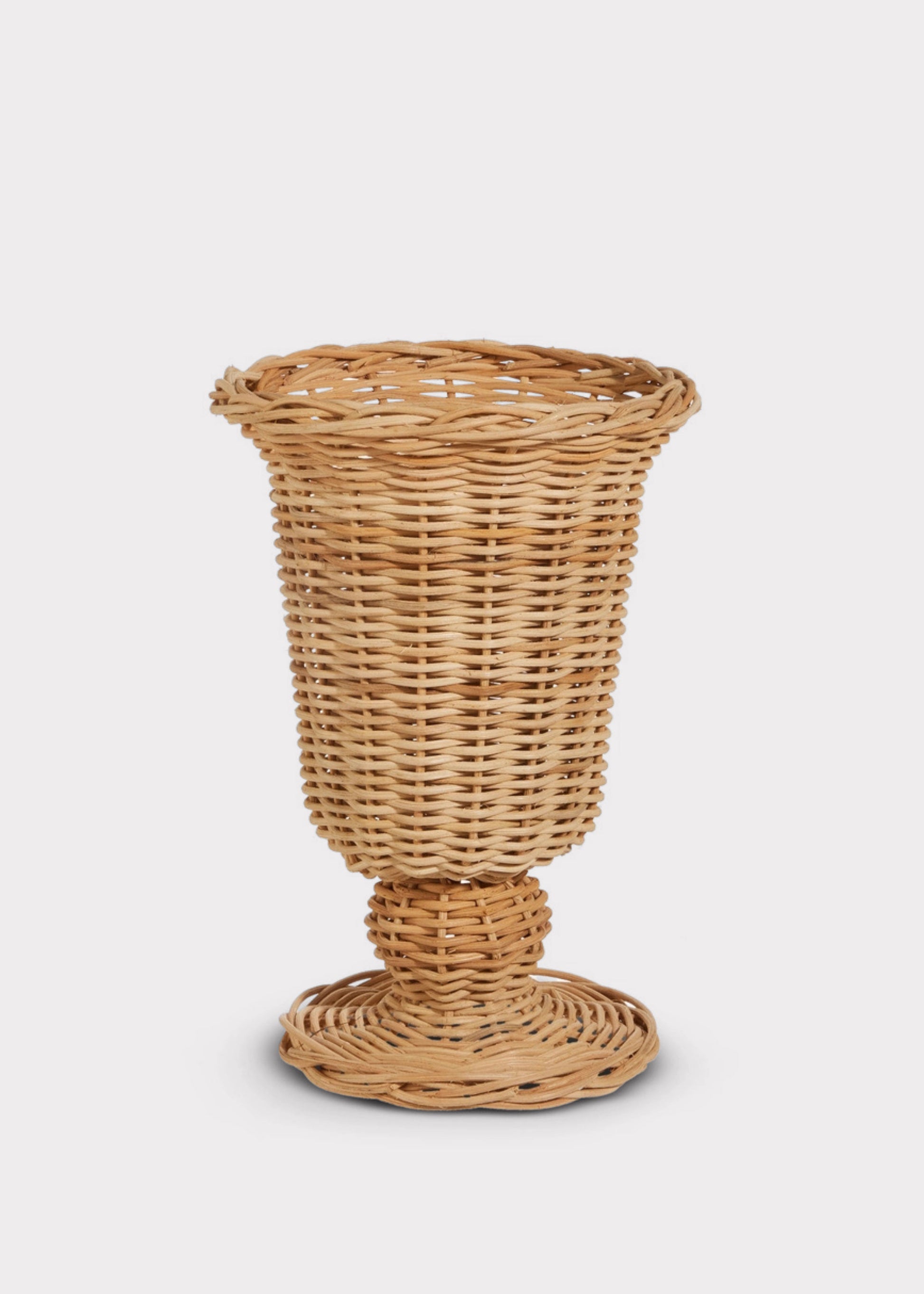 Woven Wicker Footed Urn Vase or Planter Pot