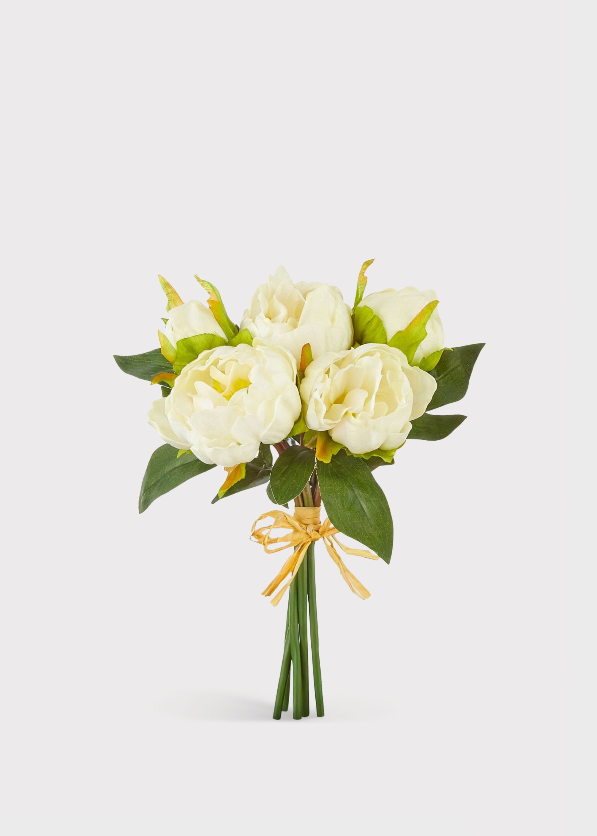 Cream White Real Touch Peony Fake Flower Bundle 