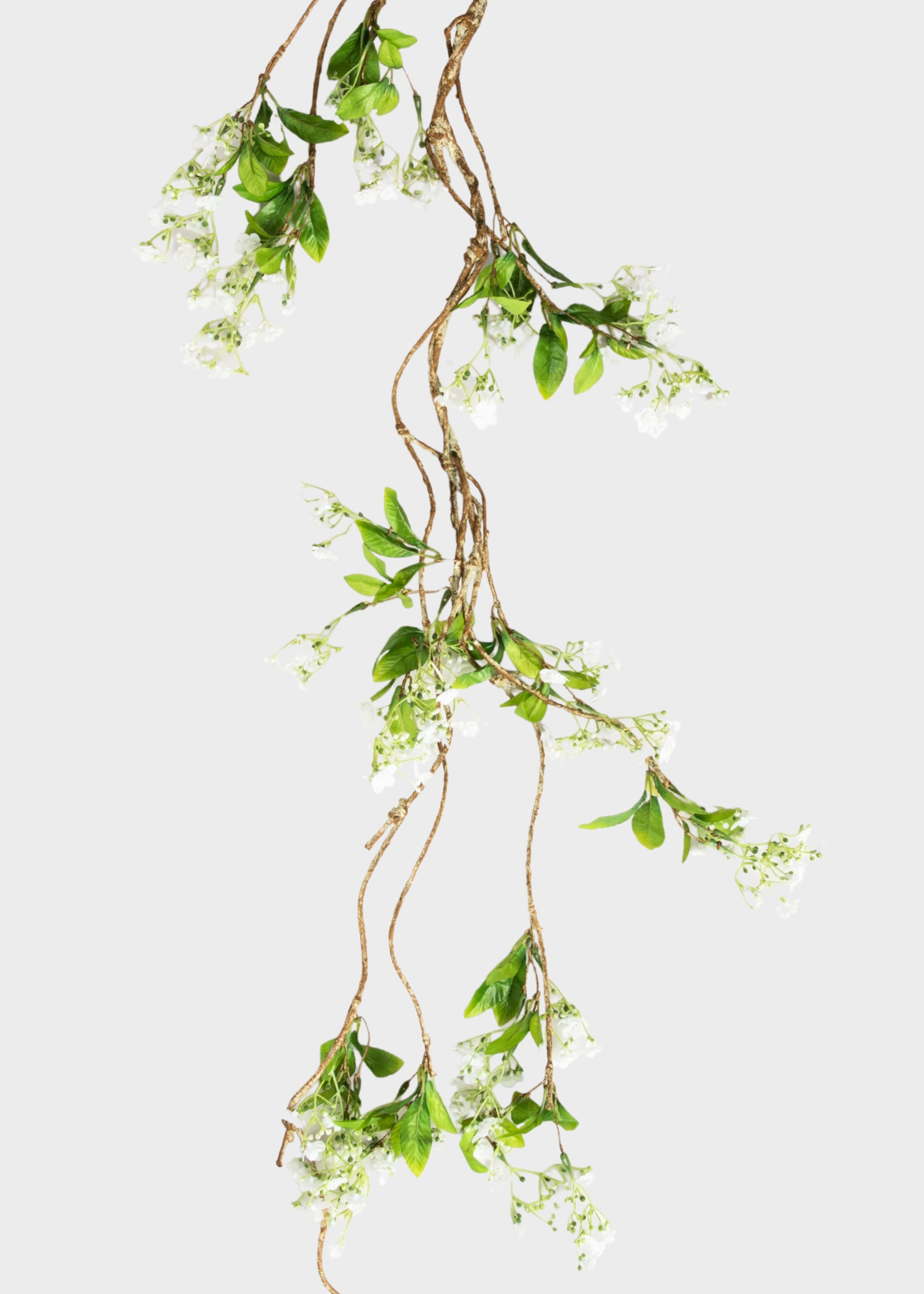 White and Green Faux Blooming Flower Garland 