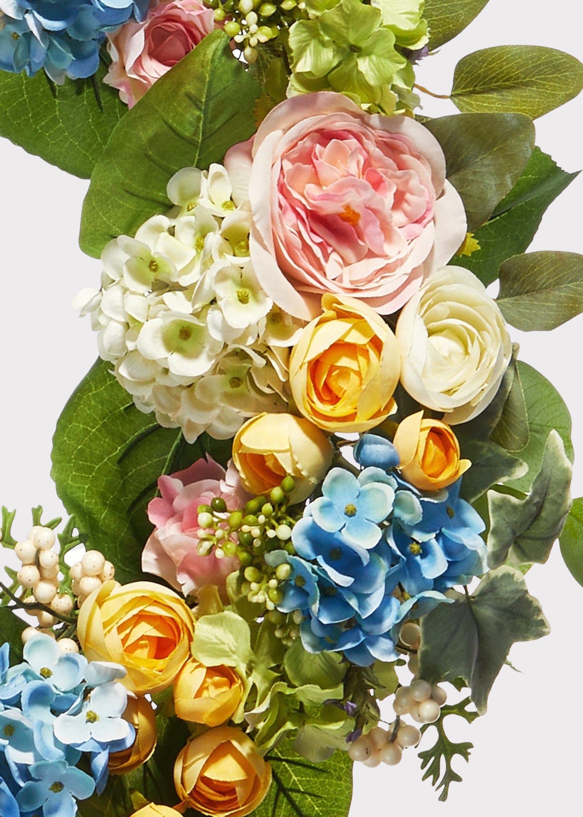 Blue and Pink Blooming Wreath | Fake Spring Flower Wreaths | Afloral