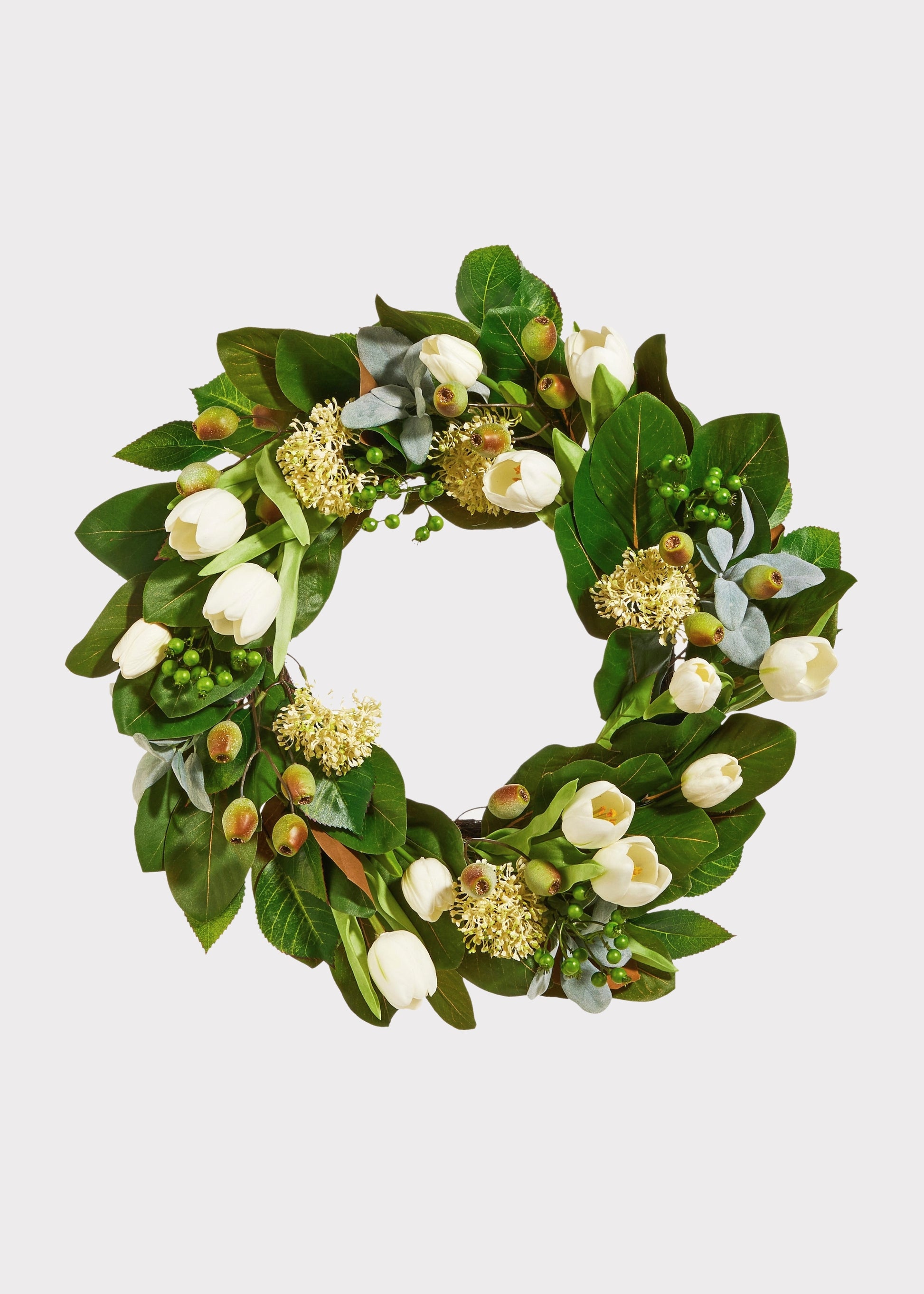 Fake Tulip and Greenery Spring Flower Wreath
