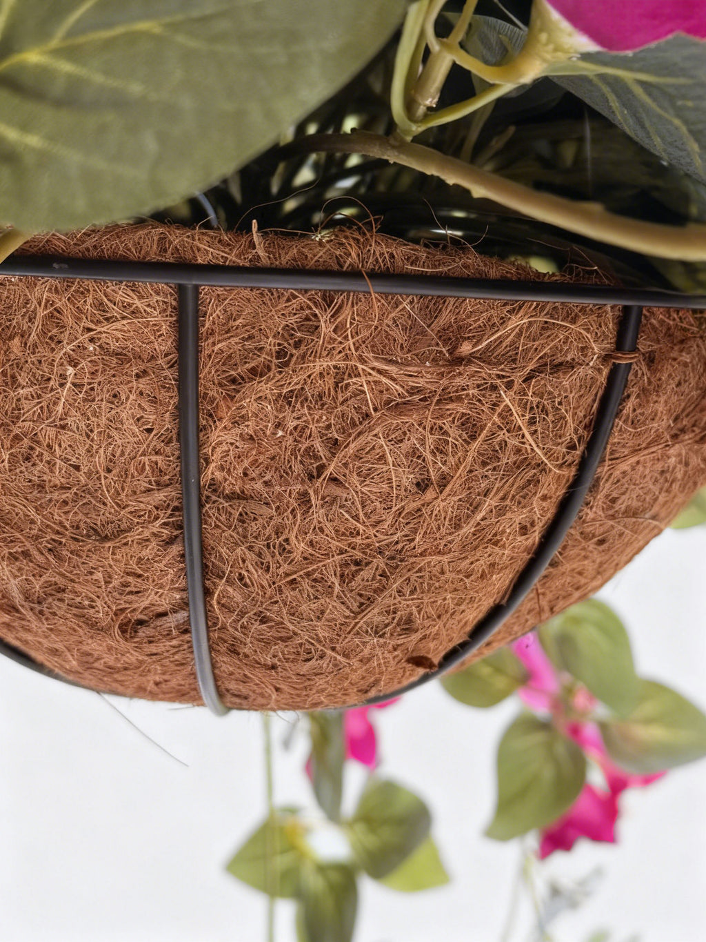Close-up of Fake Bougainvillea UV Treated Outdoor Plant in Hanging Basket