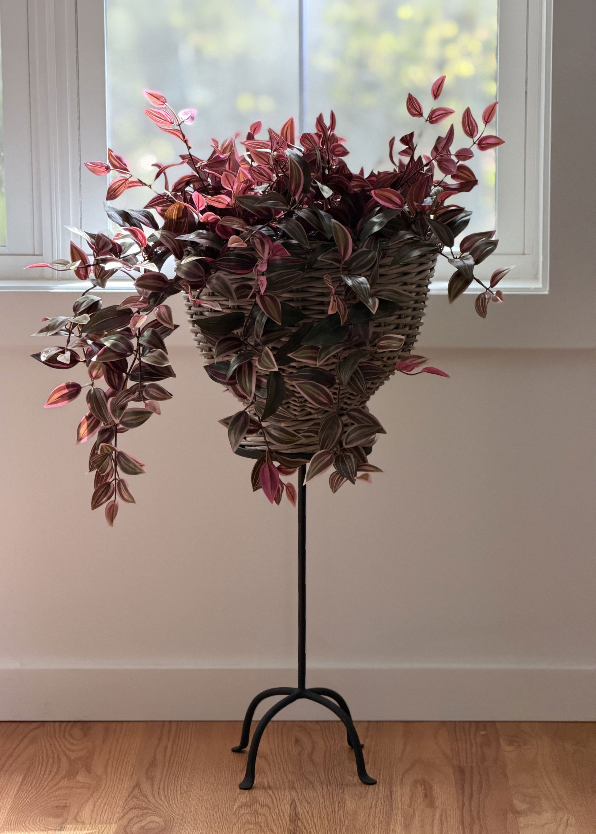 artificial plants hanging basket Regency International Foliage Greenery Hanging Red Green Tradescantia 30"