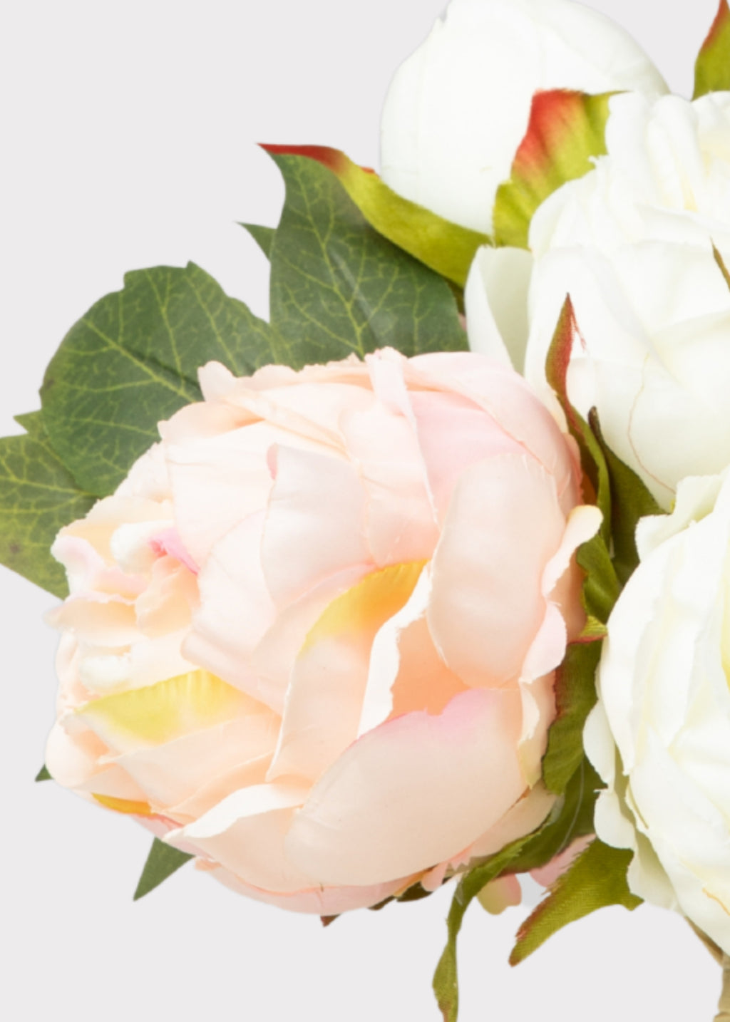 Close-up of a peony bouquet with pink and white flowers 