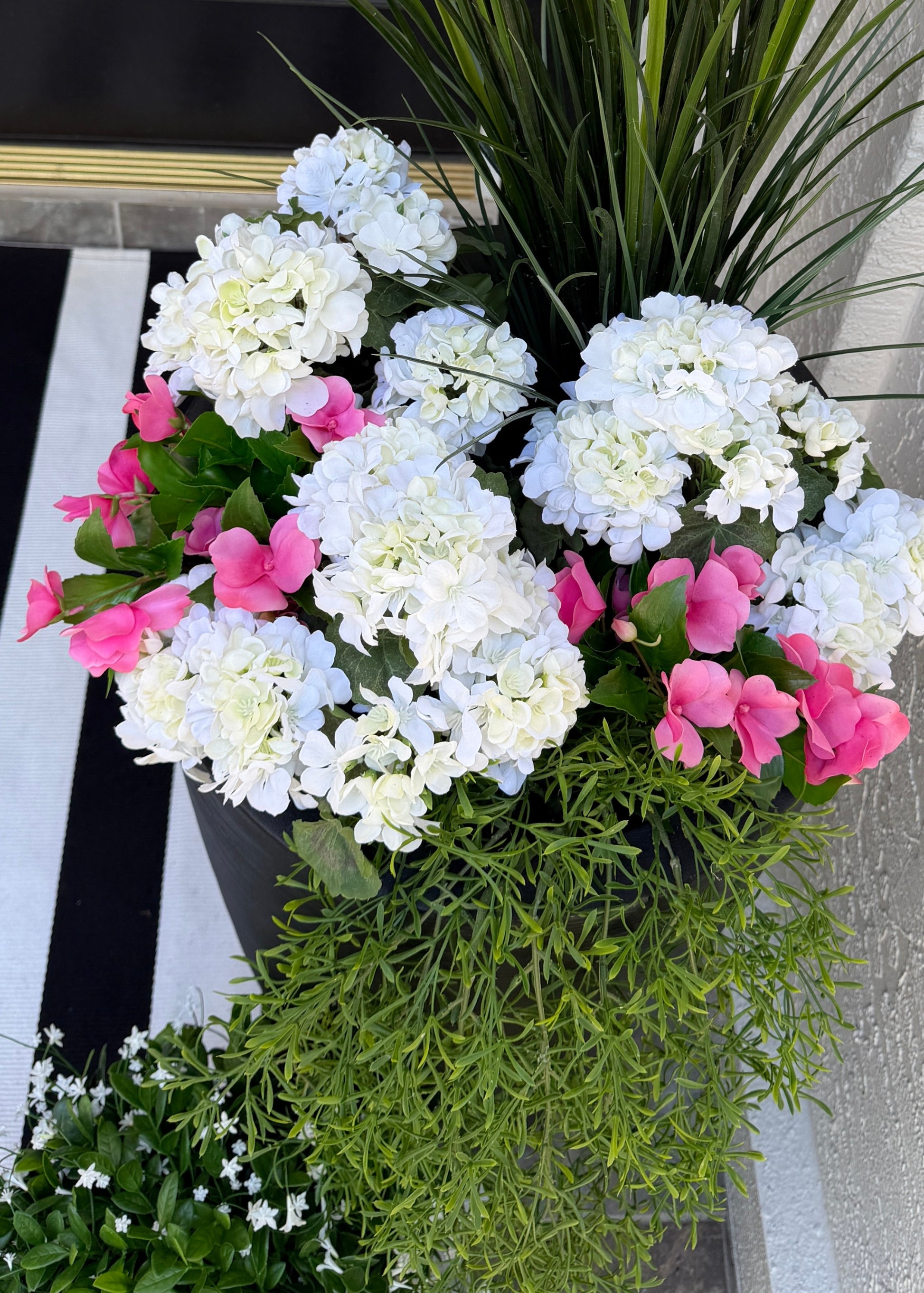 geraniums and impatiens